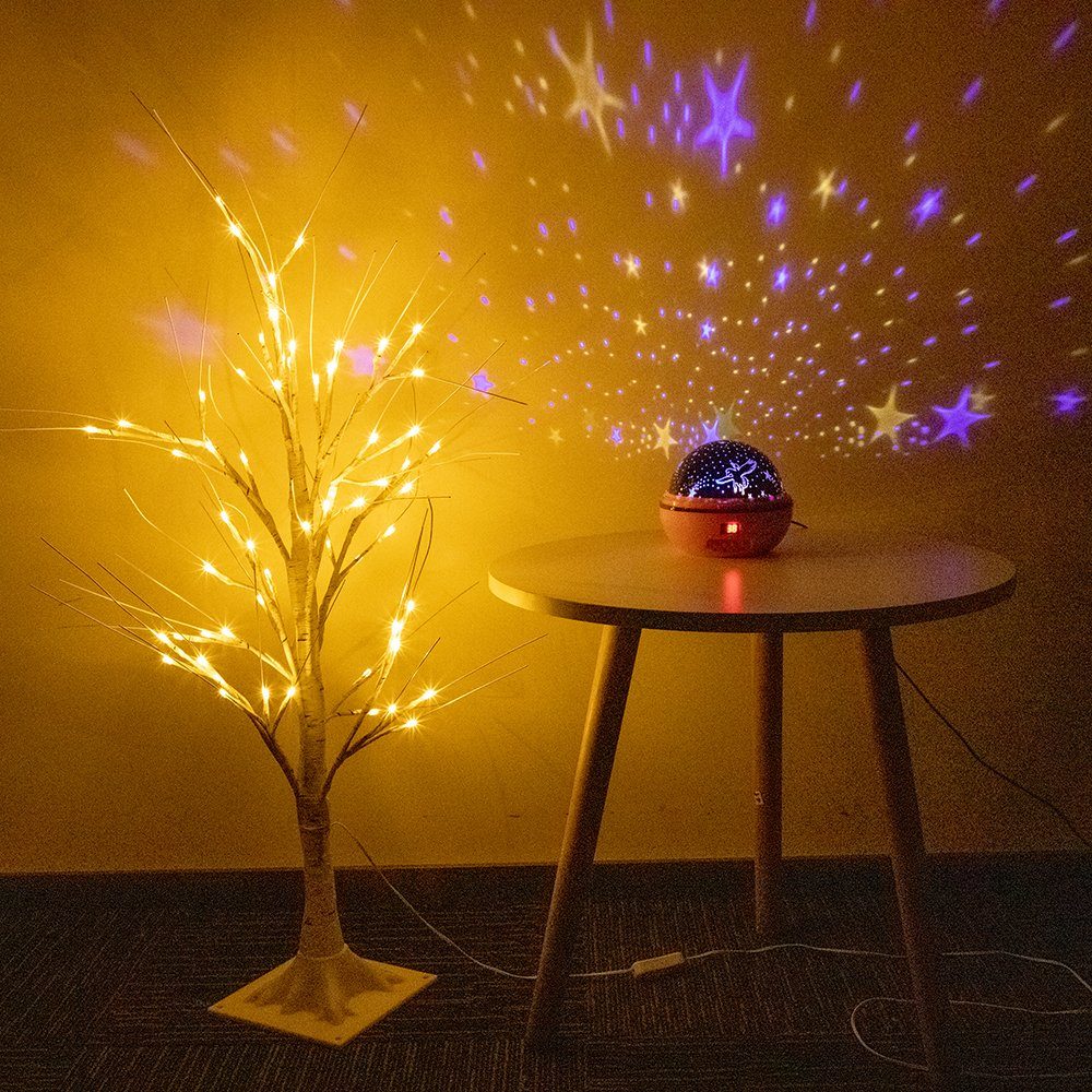 Sunicol LED Dekolicht LED Baum Licht, Birke Baum, 90cm Höhe, 60LEDs, für Home Party Dekor, Warmweiß, USB betrieben