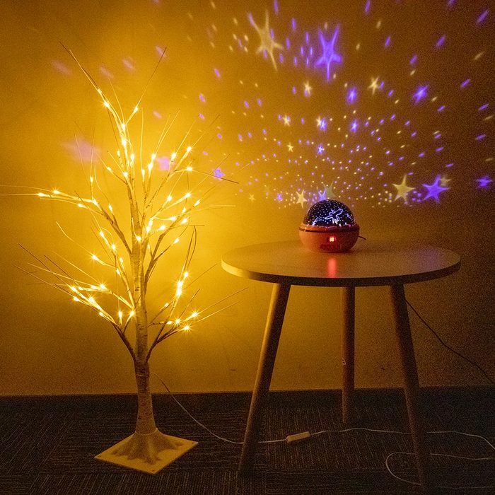 Sunicol LED Dekolicht LED Baum Licht Birke Baum 90cm Höhe 60LEDs für Home Party Dekor Warmweiß USB betrieben