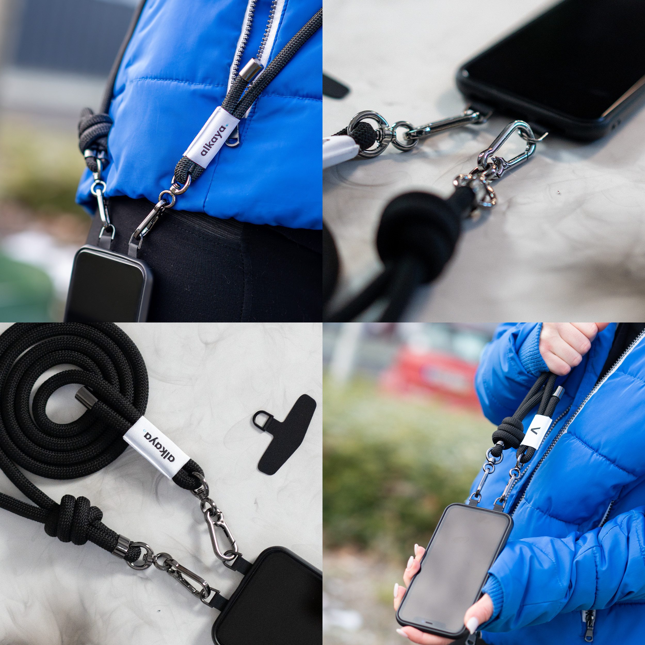 alkaya. Handykette A Strap Handykette zum Umhängen - verstellbar, in schwarz – Bild 2 von 5