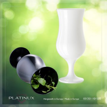 PLATINUX Cocktailglas Schwarze & Weiße Cocktailgläser, Glas, 400ml (max 470ml) Set 6-Teilig Longdrinkgläser Partygläser Milkshake