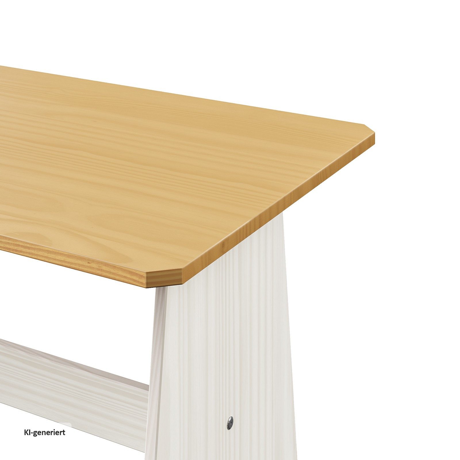 HTI-Living Eckbankgruppe Sitzgruppe 3-teilig Marija Weiß, (Set, 3-tlg., 1 Esstisch, 1 Eckbank mit Rücklehne, 1 Sitzbank), Esstisch Eck- und Sitzbank Landhaussti – Bild 3 von 5