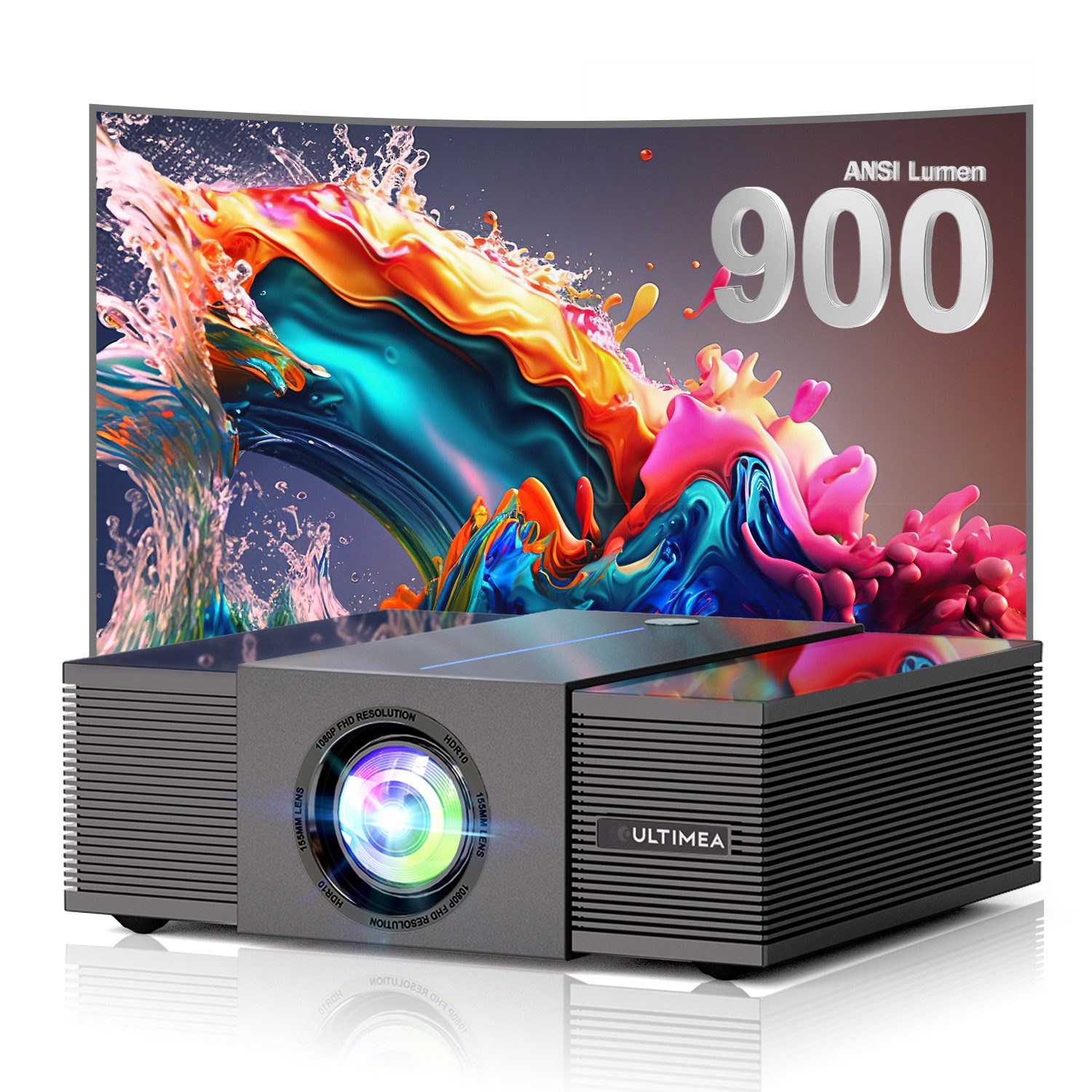 Ultimea Apollo P60 Beamer mit Hindernisvermeidung,6D Trapezkorrektur&Autofokus Beamer (27000 lm, 1500:1, 1920 x 1080 px,4K Heimkino,Bildschirmausrichtung,5G WiFi,Bluetooth 5.3)