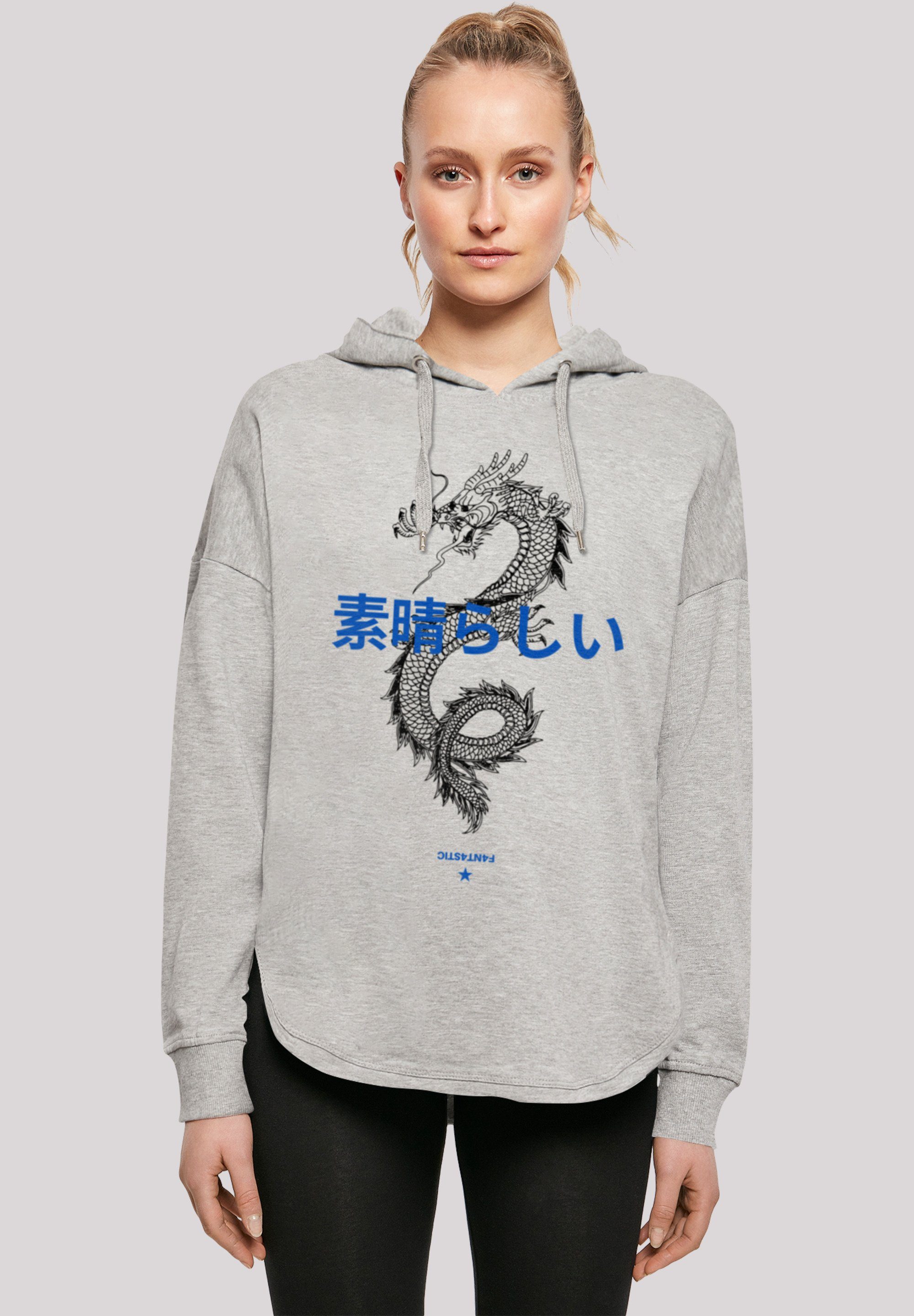 F4NT4STIC Kapuzenpullover Drache Japan Print grey