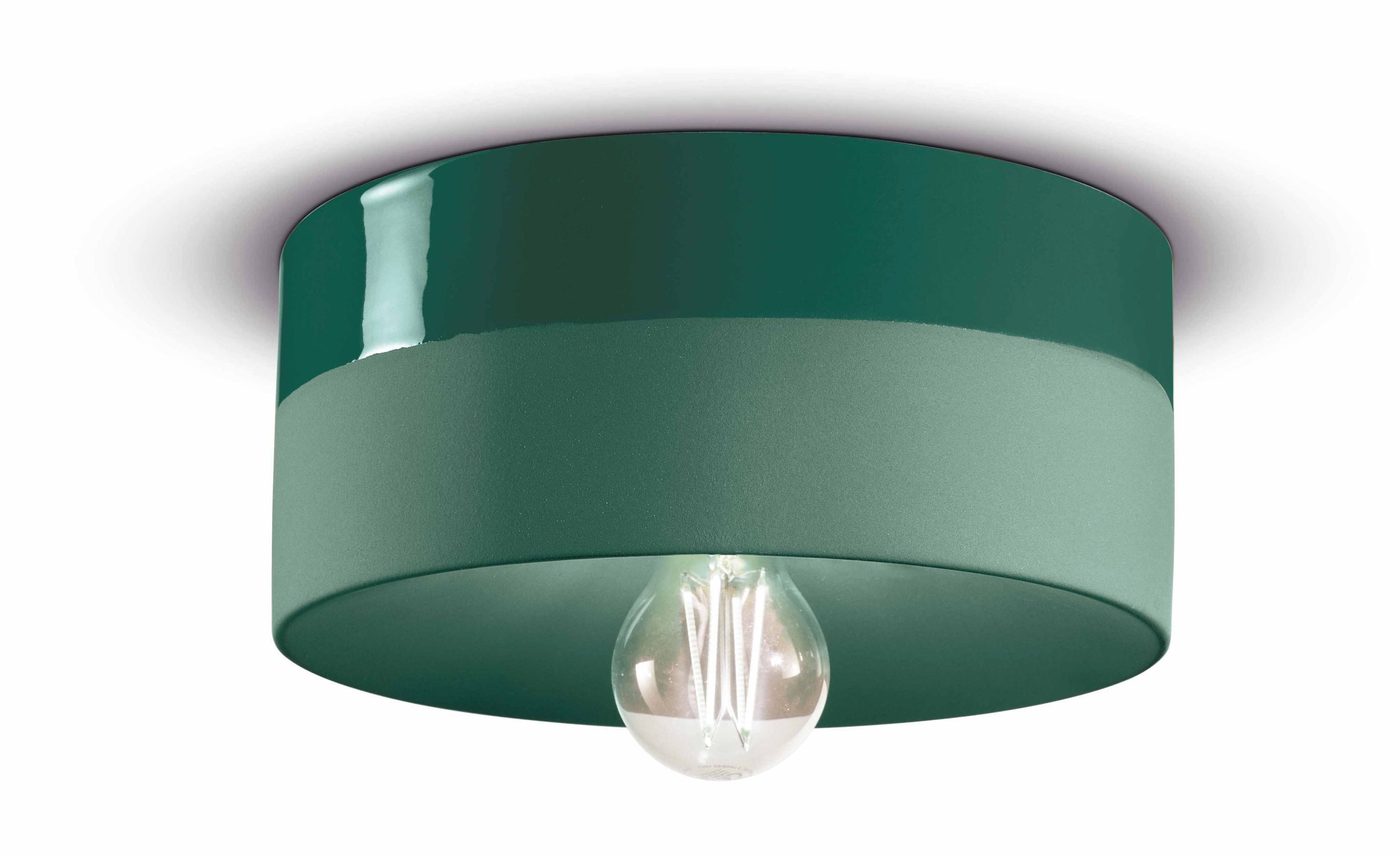 Licht-Erlebnisse Deckenleuchte ENRICO, ohne Leuchtmittel, Keramik Ø 25 cm Flaschengrün E27 rund Retro Handarbeit