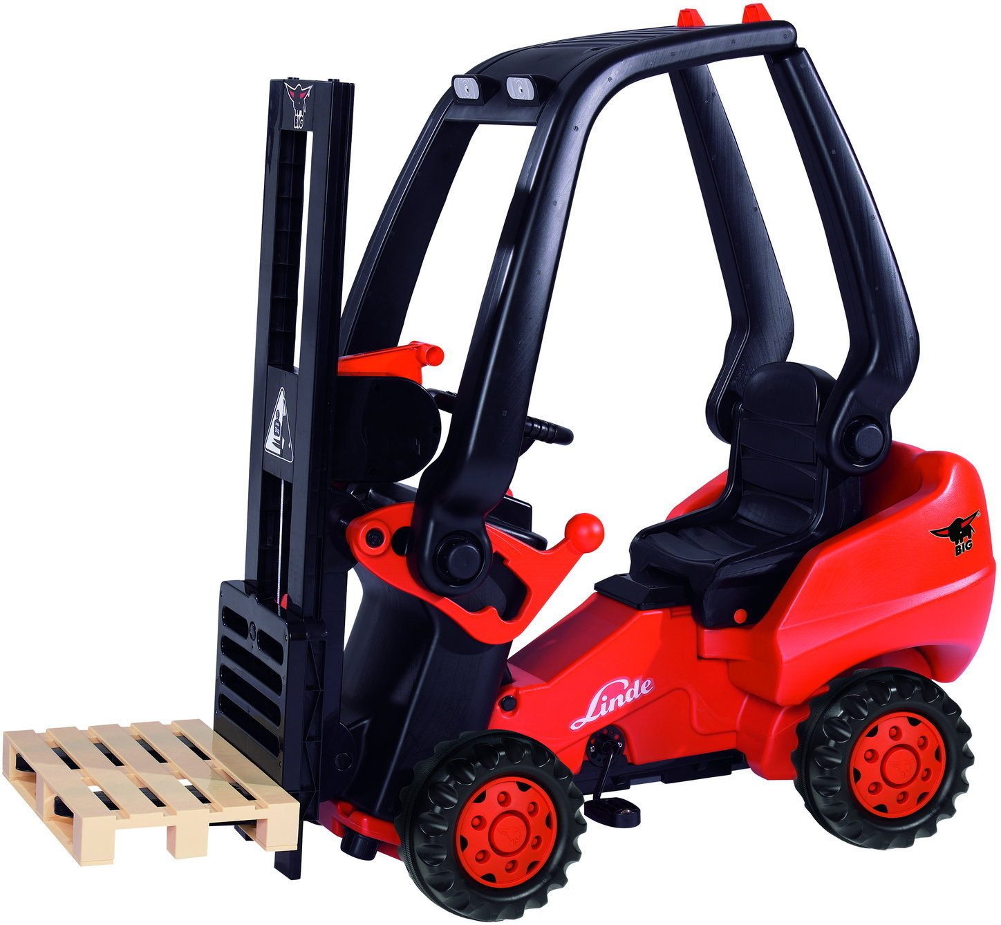 BIG Spielzeug-Gabelstapler Spielzeug Fahrzeug Gabelstapler Linde Forklift rot schwarz 800056582