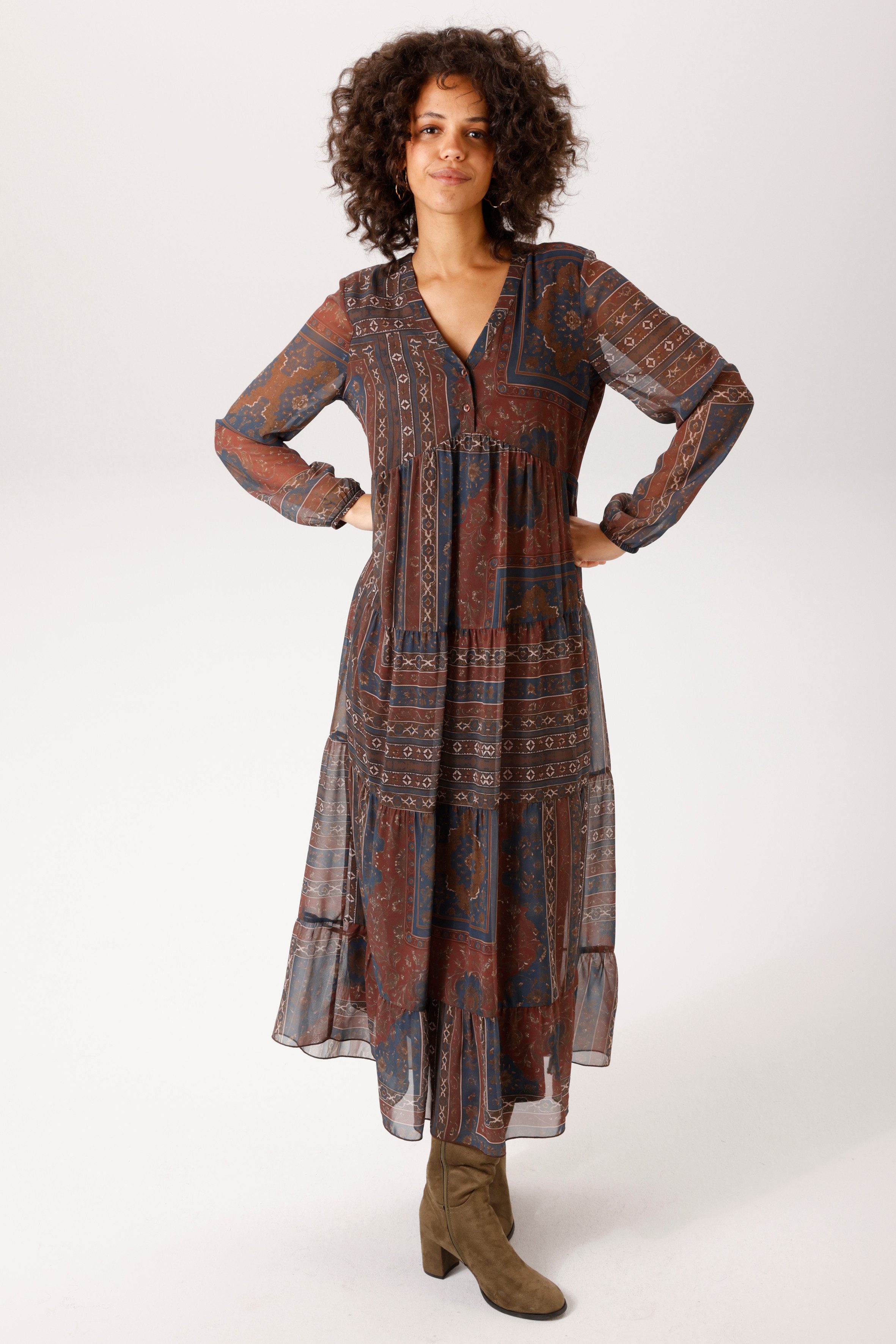 Aniston CASUAL Maxikleid im Folklore-Look - jedes Teil ein Unikat - NEUE KOLLEKTION