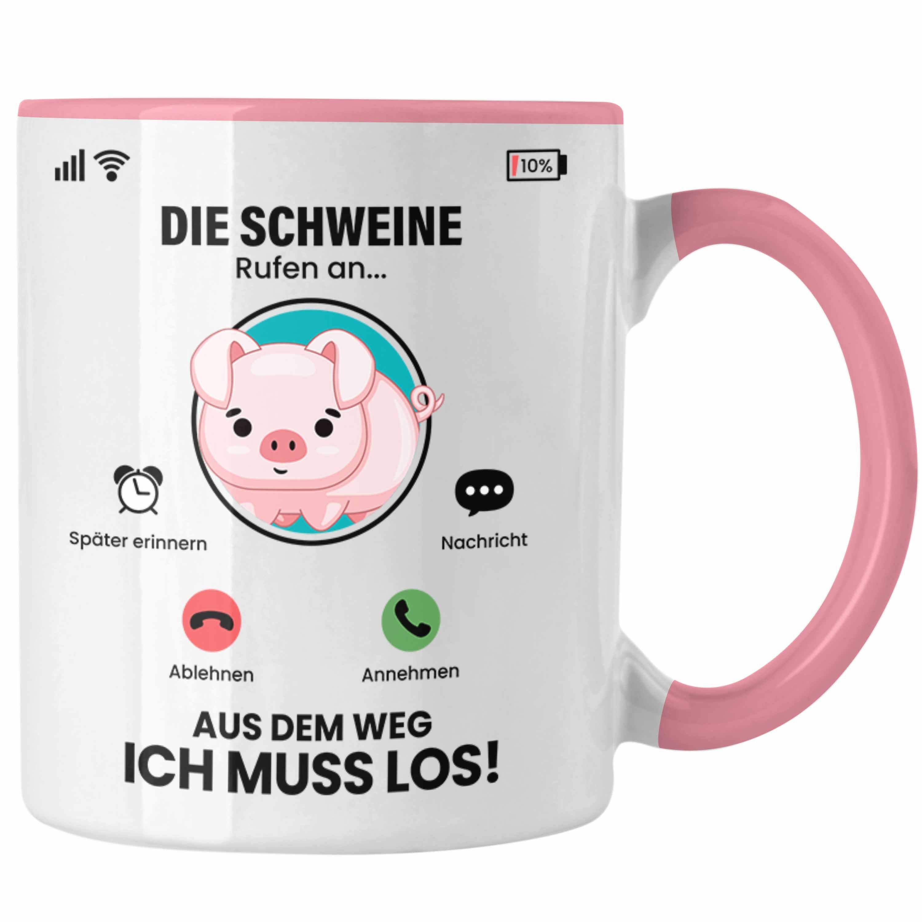 Trendation Tasse Die Schweine Rufen An Tasse Geschenk für Schweine Züchter Besitzer Ges Rosa