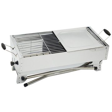 Mayoor Holzkohlegrill Edelstahl Holzkohle-Grill, Grillaufsatz für 11x Spieße, H 75 x B 33,5 x L 60,5 cm