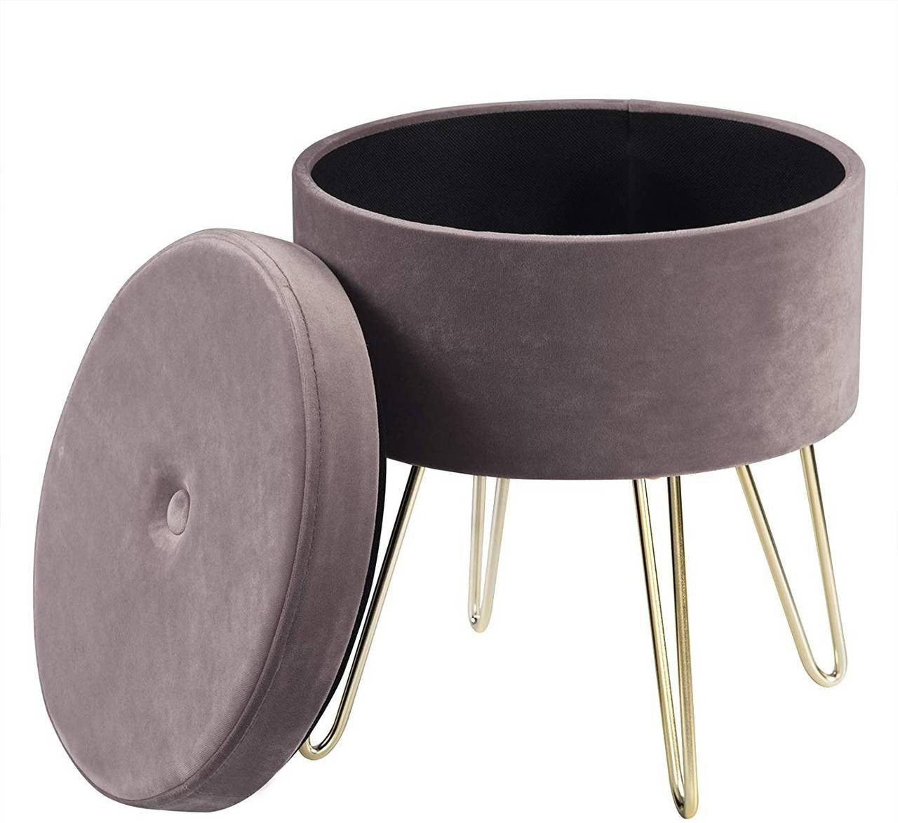 EUGAD Sitzhocker (1 St), rund, mit Stauraum, stabilen goldenen Metallfüßen. Reduzierter Preis € 34,00. Unverbindliche Preisempfehlung € 53,99