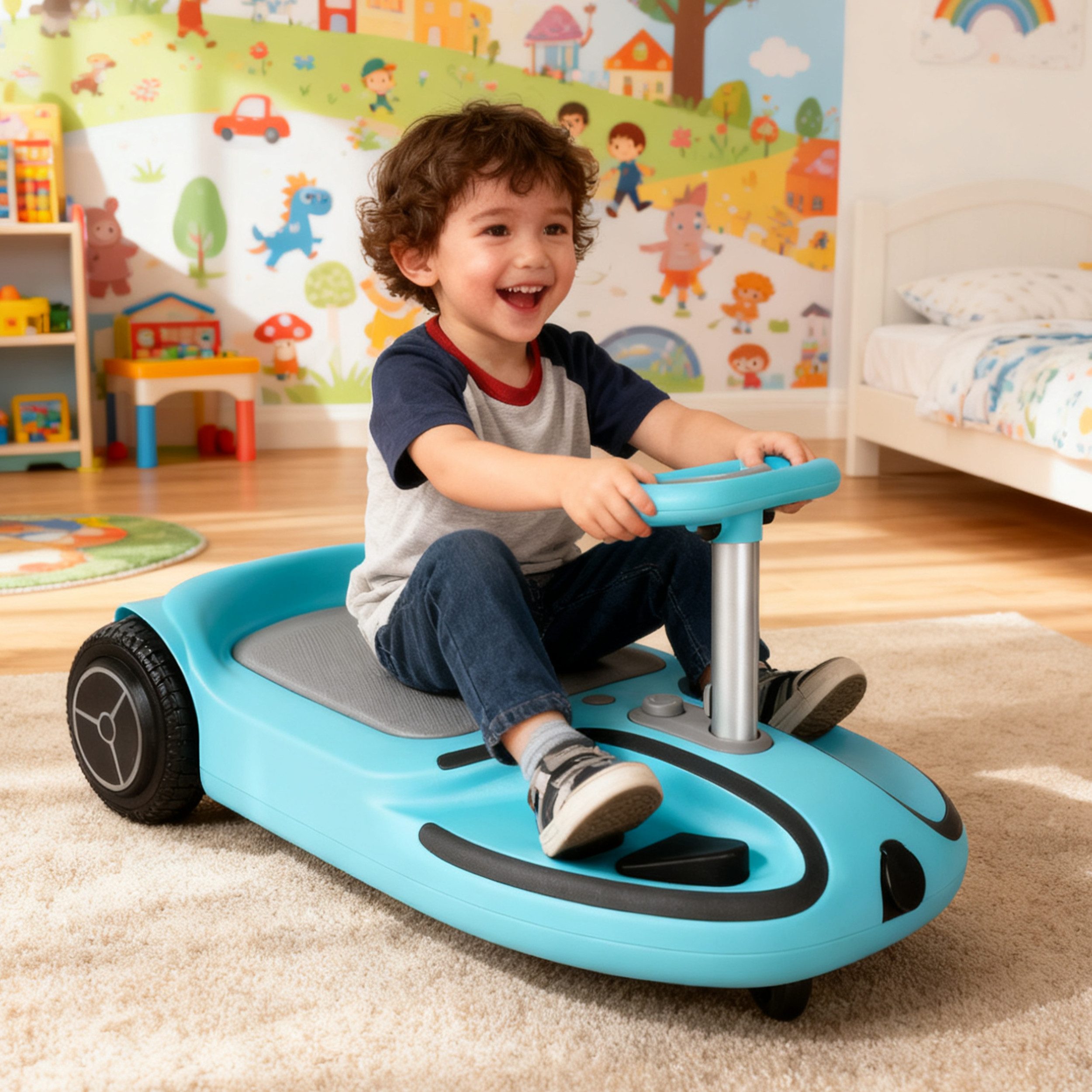 Vankel Go-Kart Mini Elektro Kettcar 180W Motor, 24V Lithium Akku, 360° Wendigkeit