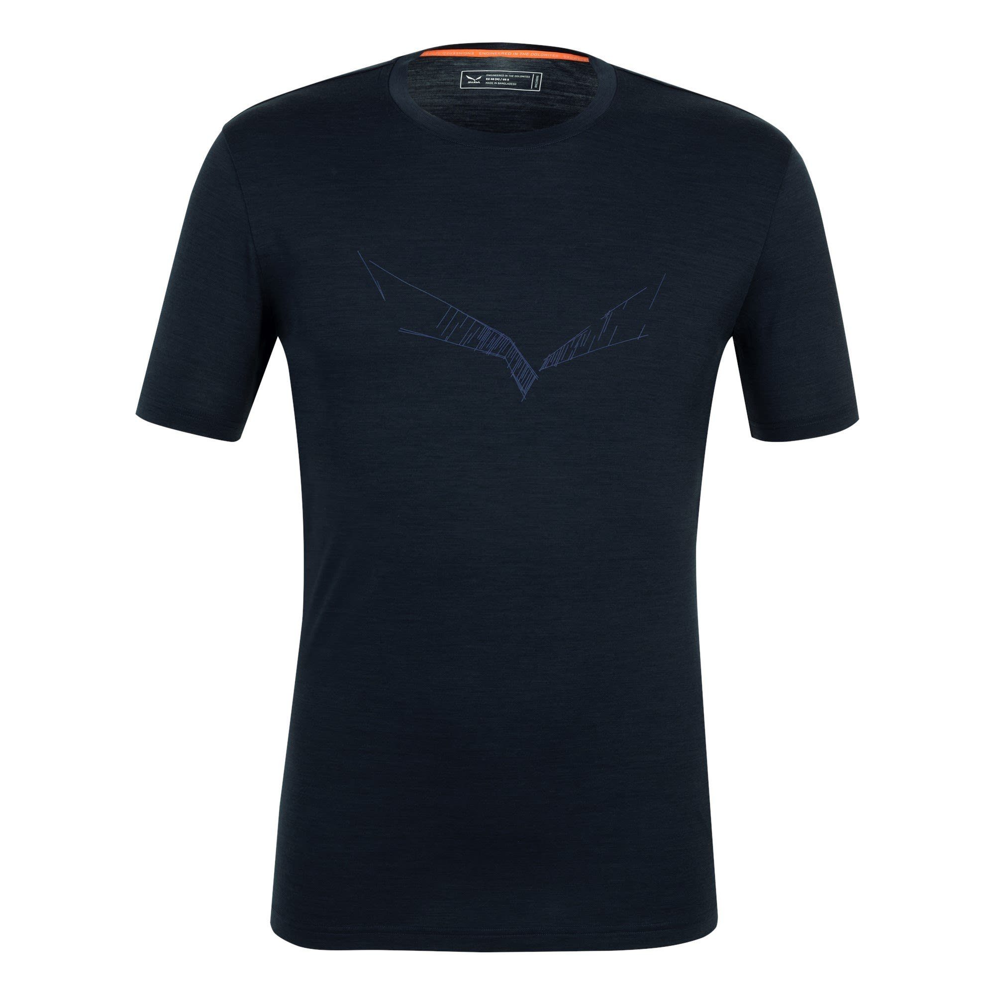 Salewa T-Shirt Salewa M Pure Eagle Sketch Am T-shirt Herren Navy Blazer Melange