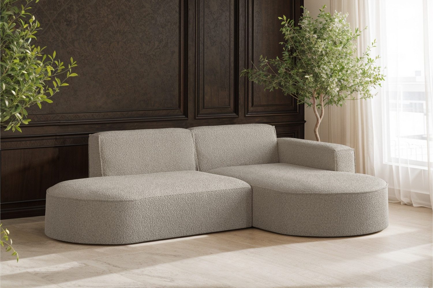 Kaiser Möbel Ecksofa Designer MODENA STUDIO L stoff Boucle Quelle, Ecksofa, Boucle Sofa, L-Form, Links/Rechts wählbar