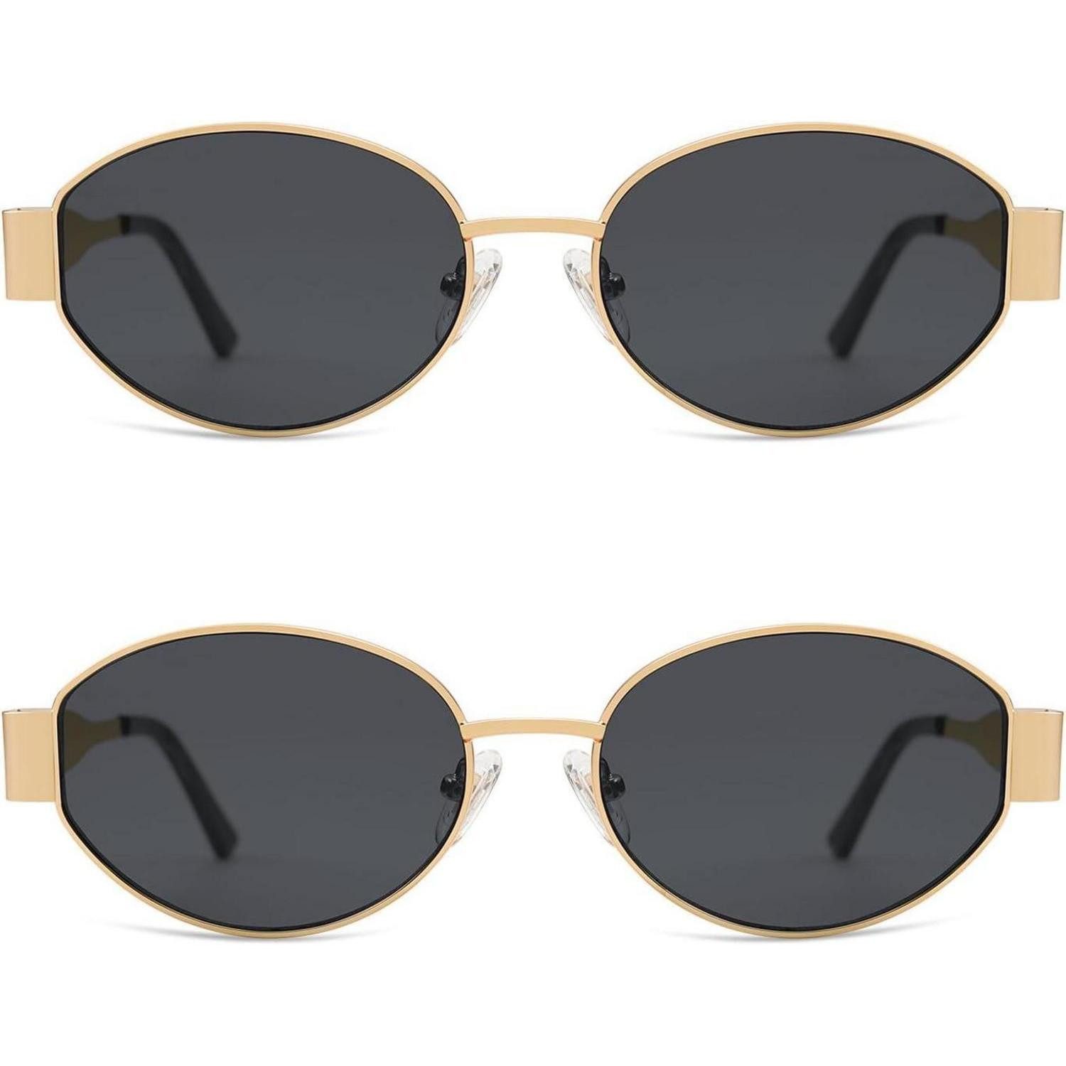 LuxusKollektion Retrosonnenbrille Sonnenbrille Damen Herren Oval Metal UV400 SJ1217 Gold Grau gold Grau