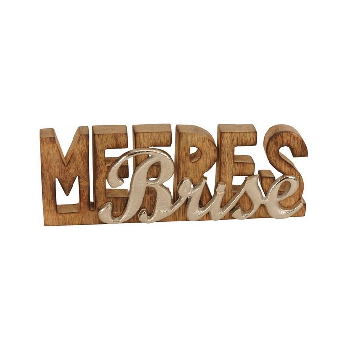 Posiwio Deko-Schriftzug Schriftzug MEERESBRISE braun silber aus Holz und Metall Deko maritim Beach House