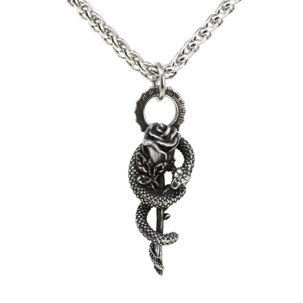 DALMARO Kette mit Anhänger Lederkette Edelstahlkette 316L SCHLANGE ROSE, He günstig online kaufen