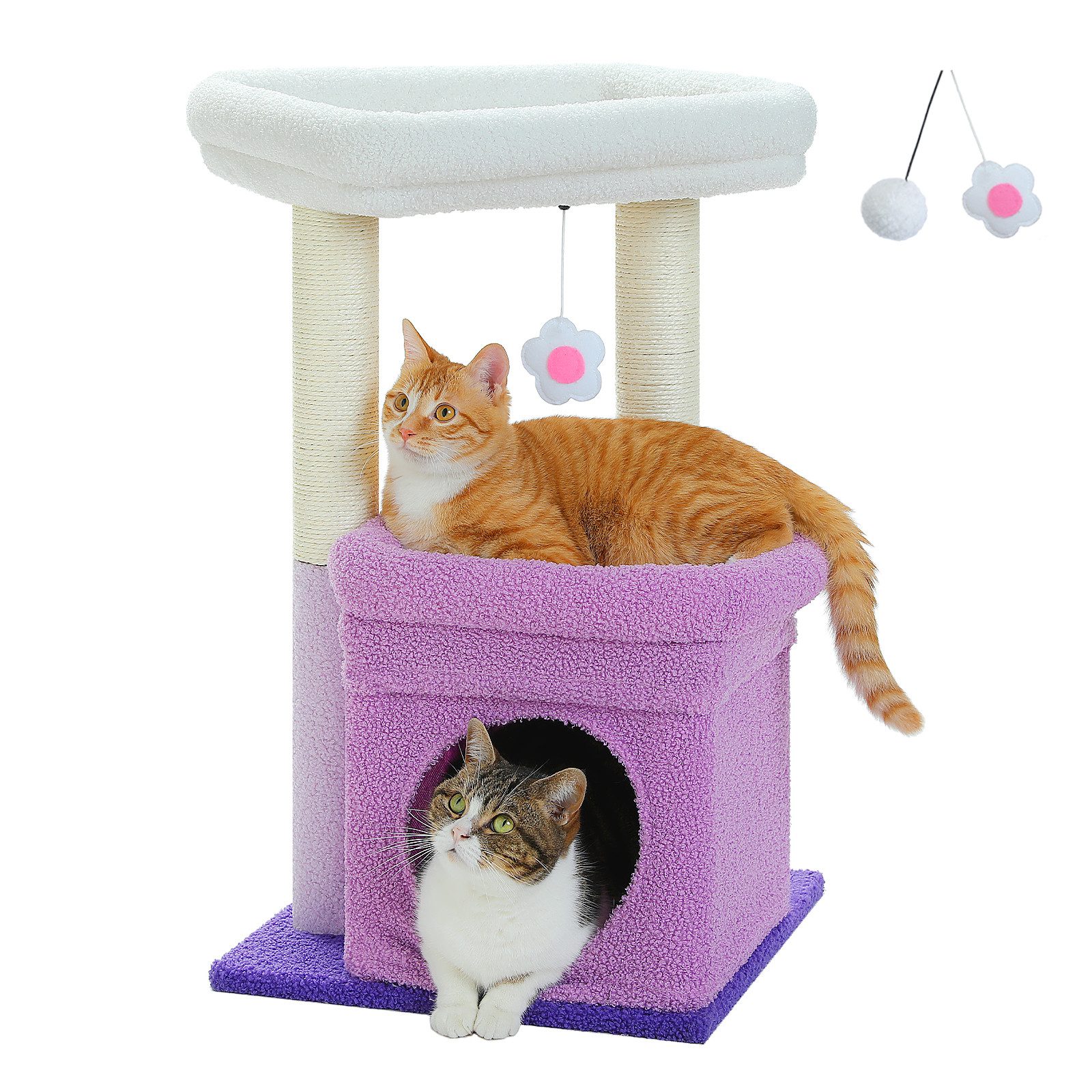 PAWZ Road Kratzbaum Kleiner Katzenbaum, mehrstöckiger Katzenturm,gemütlicher Katzenwohnung, mit Sisal-überzogenem Kratzbaum