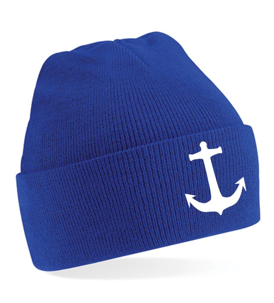 Blondie & Brownie Beanie Unisex Erwachsenen Mütze Anker Maritim Kompass Segeln Royalblau