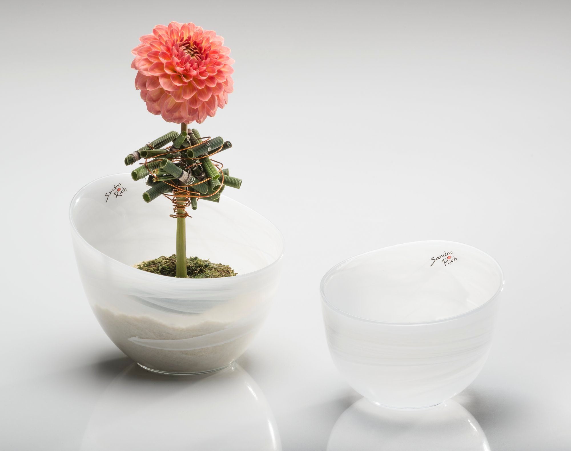 Sandra Rich Dekoschale Glasschale Alabaster von Sandra Rich rund weiß