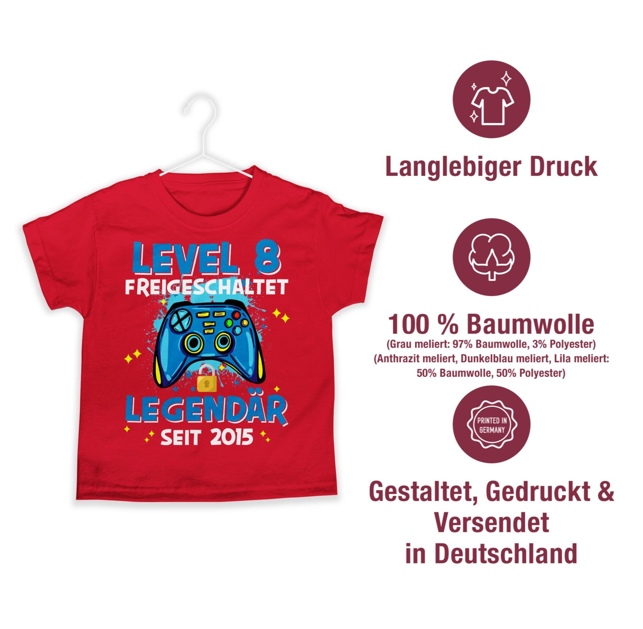 T-Shirt Shirtracer Level Rot Legendär 04 Geburtstag freigeschaltet 8 8. 2015 seit