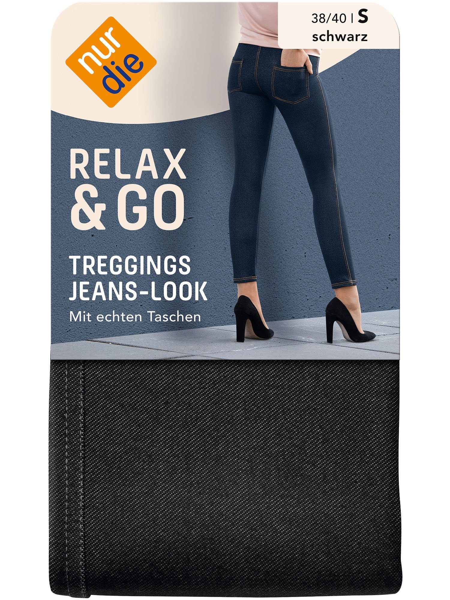 schwarz Nur Treggings & Die Go Relax