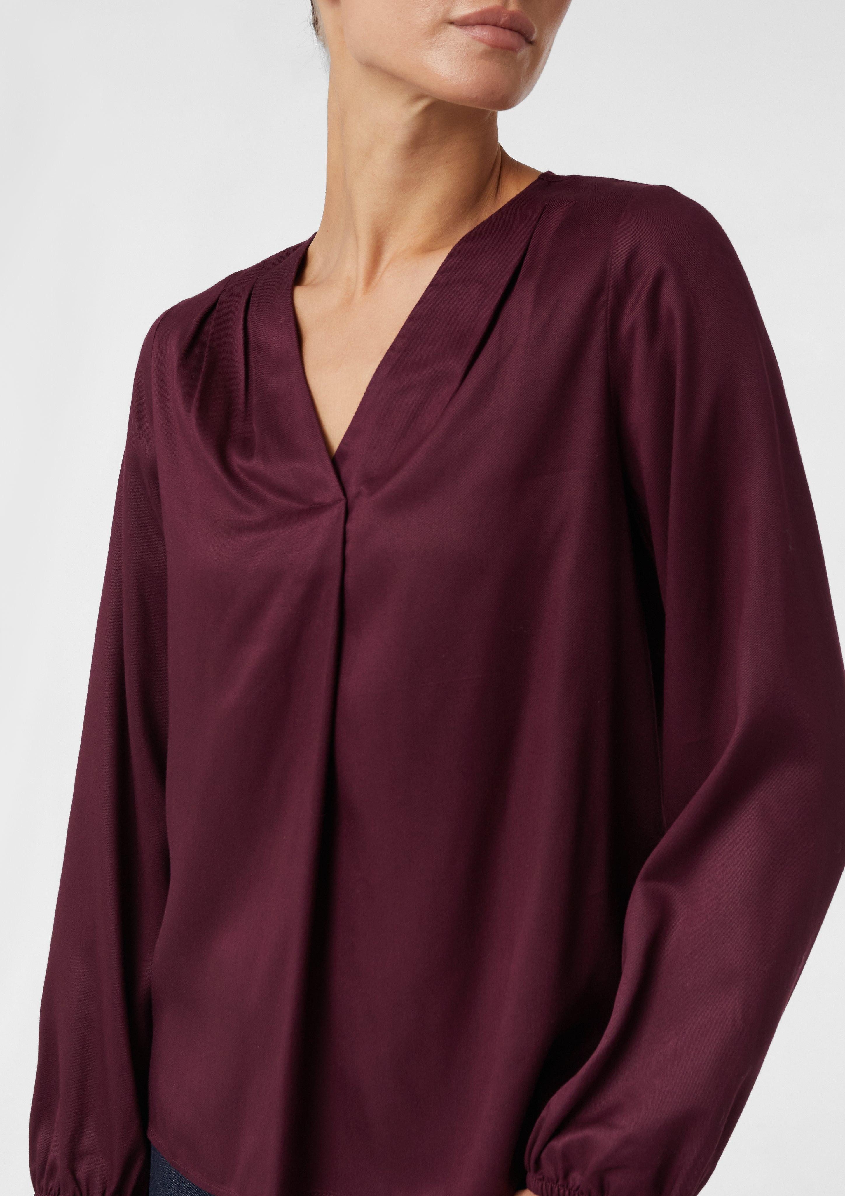 comma Langarmbluse Satinierte Viskose-Bluse mit Faltendetails günstig online kaufen