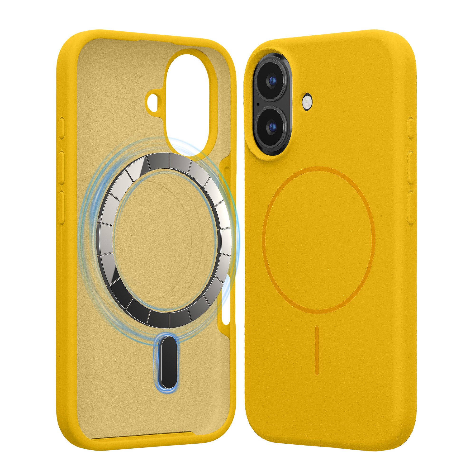 kwmobile Smartphone-Hülle Soft Silikon Case für Apple iPhone 16 Hülle, magnetische Schutzhülle kompatibel mit MagSafe Cover gummiert