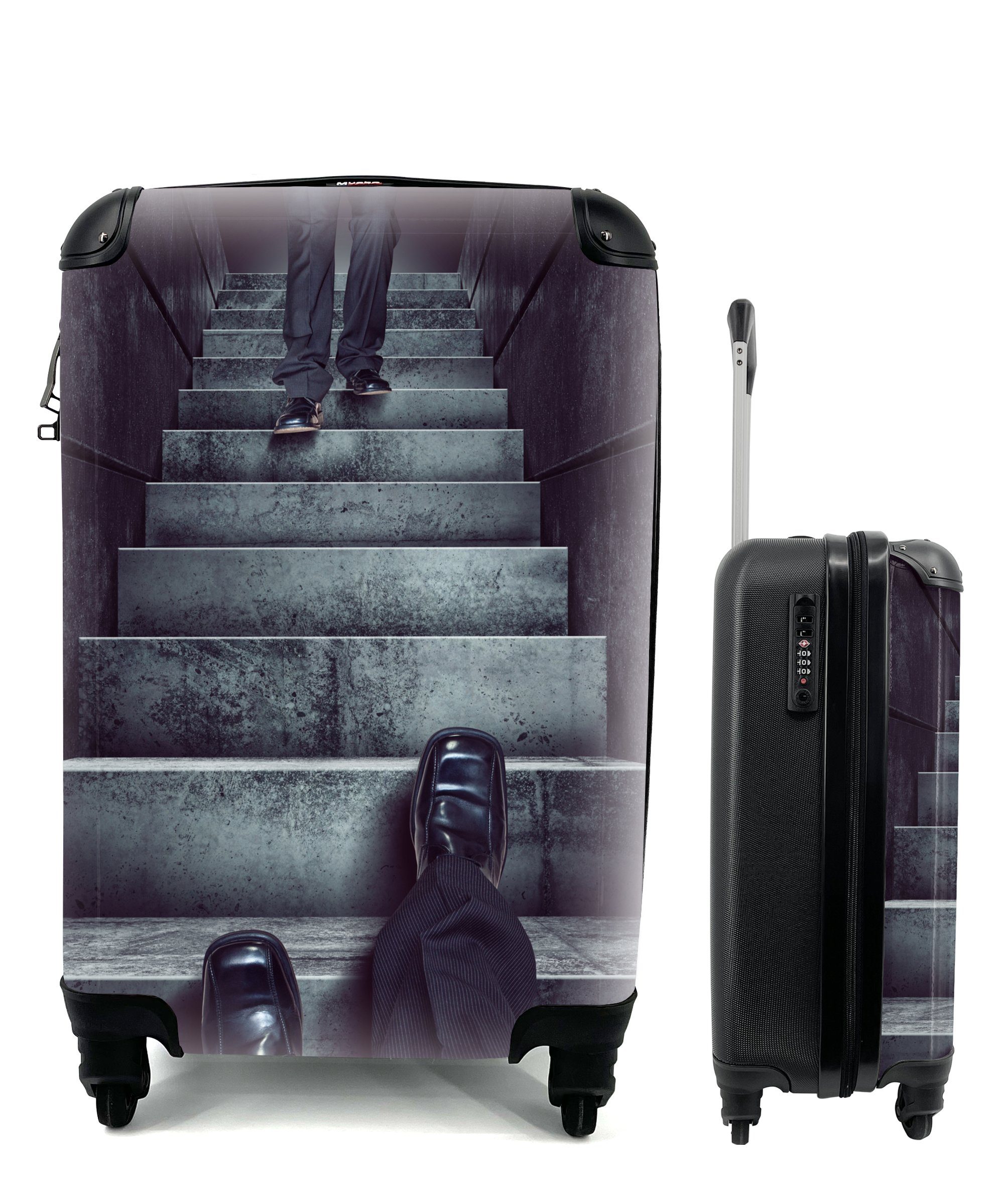 MuchoWow Handgepäckkoffer Illusion von Menschen auf Treppen, 4 Rollen, Reisetasche mit rollen, Handgepäck für Ferien, Trolley, Reisekoffer