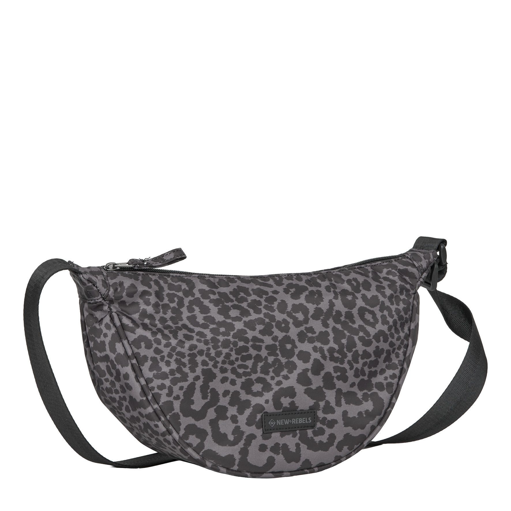 NEW REBELS Umhängetasche Moonbag Stay Wild Crossbody-Tasche Leopard-Print Nylon grau/schwarz