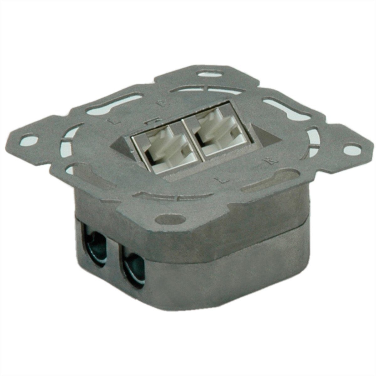 Kat.6A (Class EA) Dose, 2x STP, Unterputz, waagerecht, weiss Netzwerk-Panel