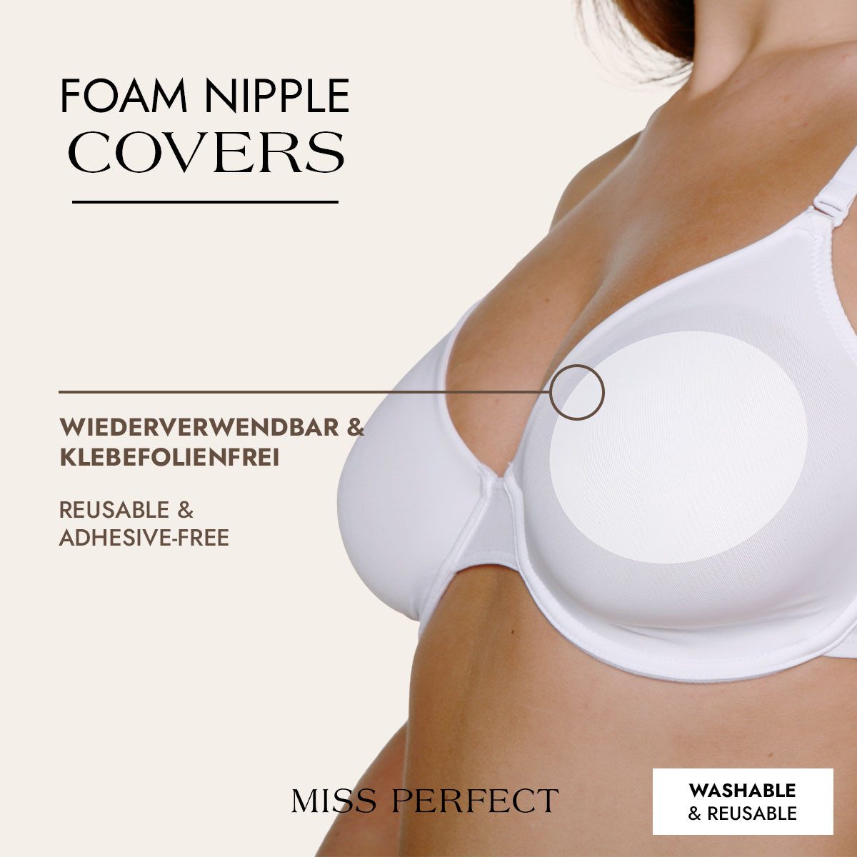 Miss Perfect Brustwarzenabdeckung 70002-9, Foam Nipple Covers – diskrete Abdeckung & Komfort