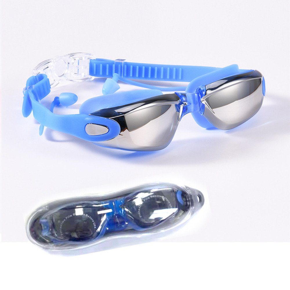 XDeer Schwimmbrille Mirror Spiegel Schwimmbrille mit Aufbewahrungsbox, mit blue Schwimmbrillen Erwachsene Komfort für Profi