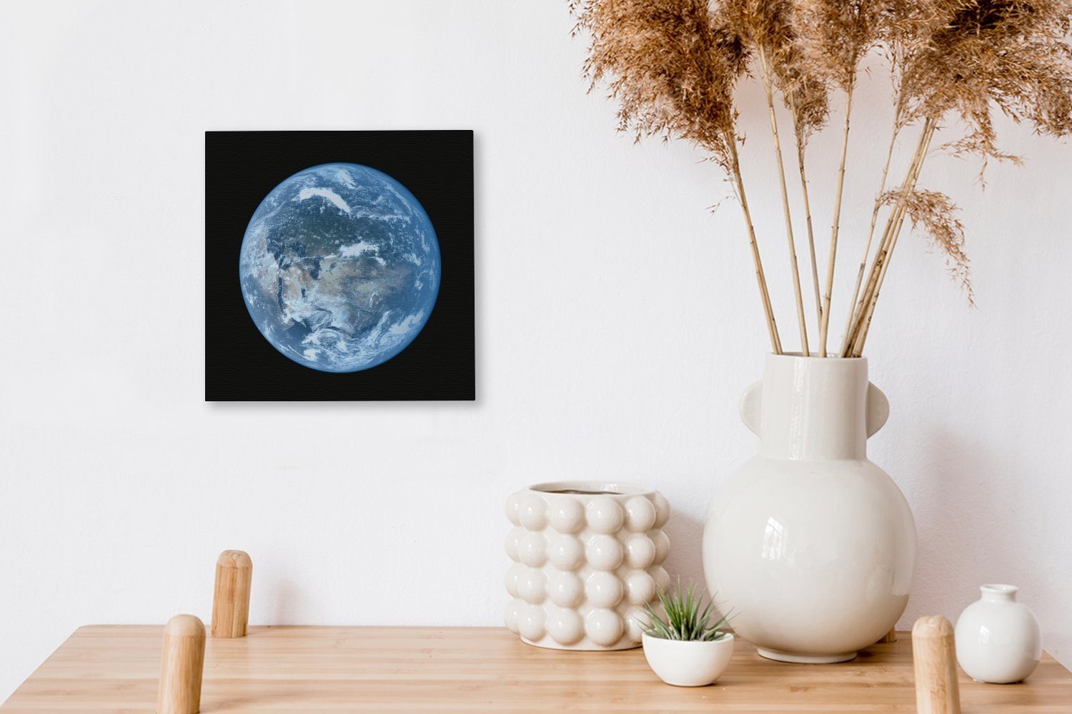 Leinwandbild Schlafzimmer OneMillionCanvasses® Satellitenbild (1 St), Bilder für Wohnzimmer Leinwand Erde, einer hellblauen