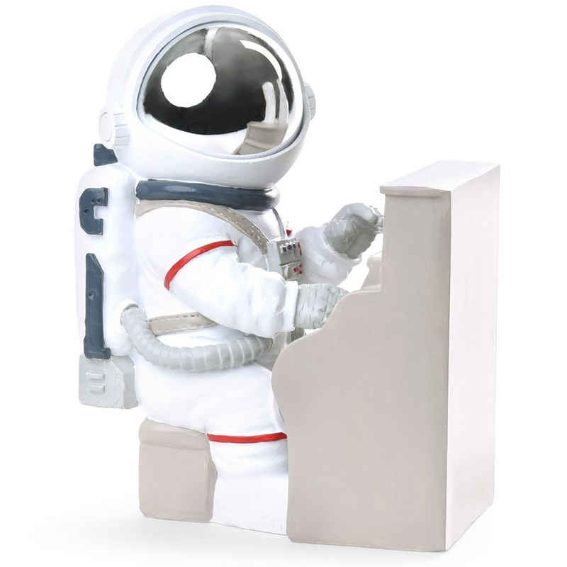 BRUBAKER Dekofigur Astronaut Klavierspieler - 16 cm Spaceman Weltraum Figur mit Klavier (Deko Skulptur für Musiker, 1 St., Аксесуари для будинку - Weiß), Handbemalte moderne Raumfahrt Statue mit verchromtem Helm