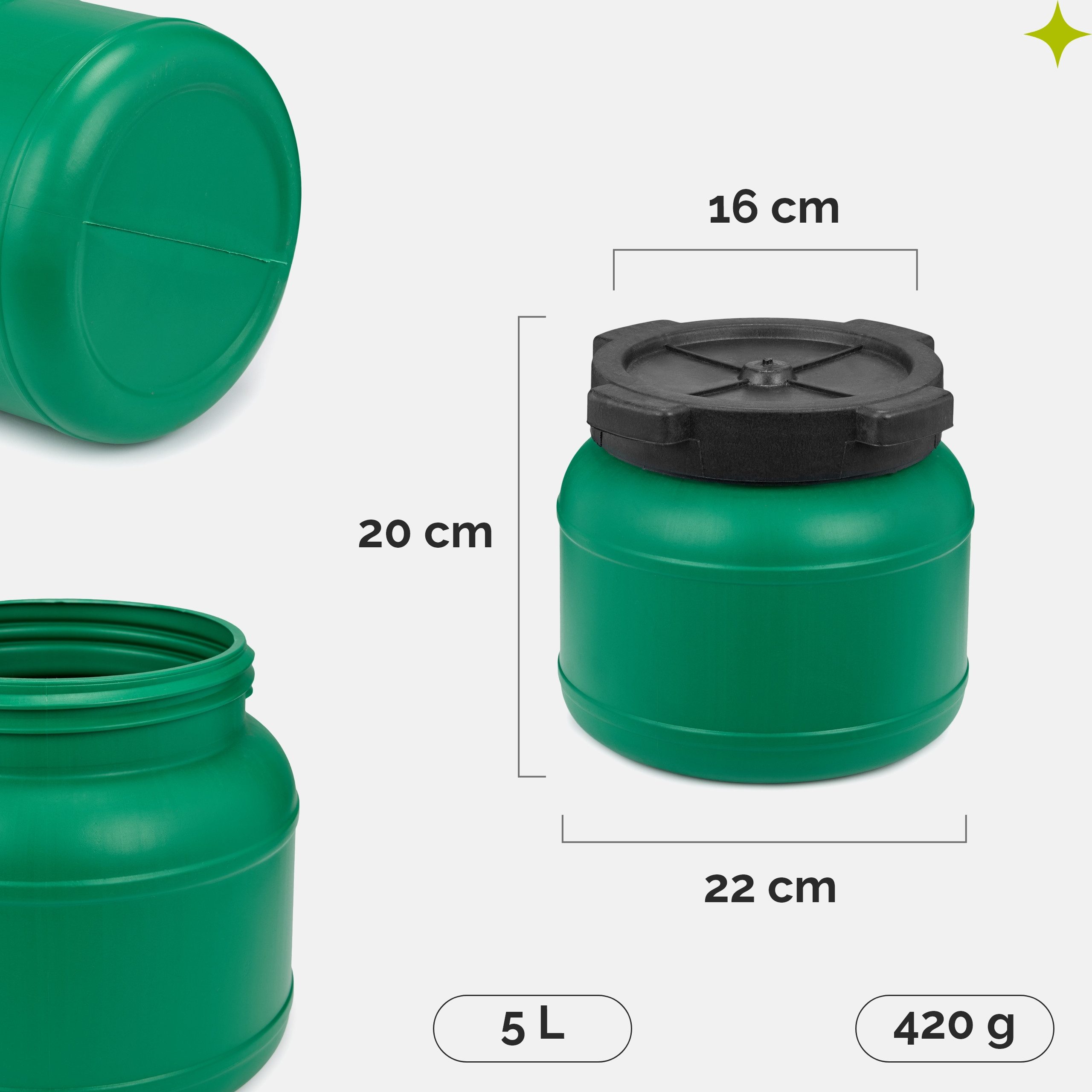 Garronda Regentonne Set 5 Liter Futtertonne BPA-frei Universalfass Fass GD-0125, 5 l, (2-tlg), BPA-Frei