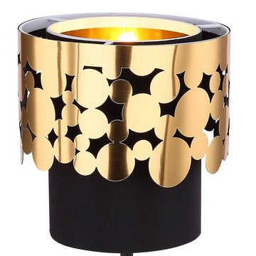 Globo Tischleuchte, Leuchtmittel nicht inklusive, Tischleuchte Tischlampe Schalter Textil schwarz goldfarben H 35