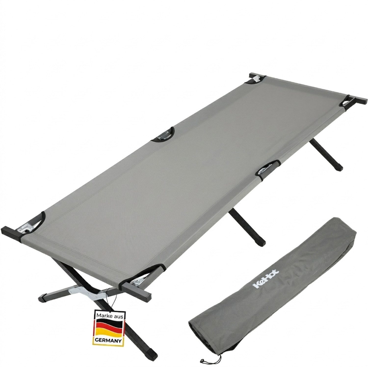 kehot Feldbett Feldbett klappbar 190×72,5 cm bis 300 kg belastbar (Campingbett faltbar mit Oxford-Gewebe und stabilem Stahlrahmen, Gästebett kompakt mit Tragetasche für Outdoor und Zuhause) Leichtes Reisebett schnell aufgebaut für Camping und Garten