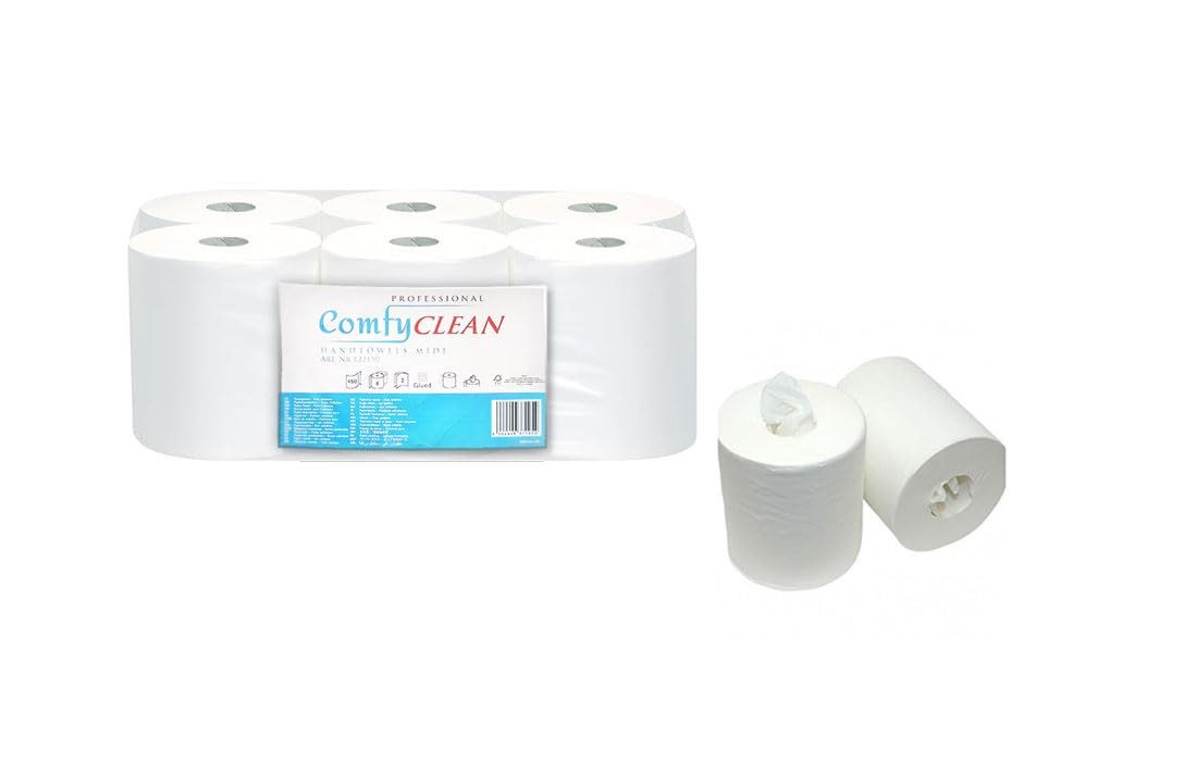 Lauroo Papierhandtuch 6 MIDI Handtuchrolle, Innenabwicklung und Außenabwicklung - Weiß (6-St. 6 Rollen), Innenabwicklung und Außenabwicklung 400 Blatt 2 Lagig