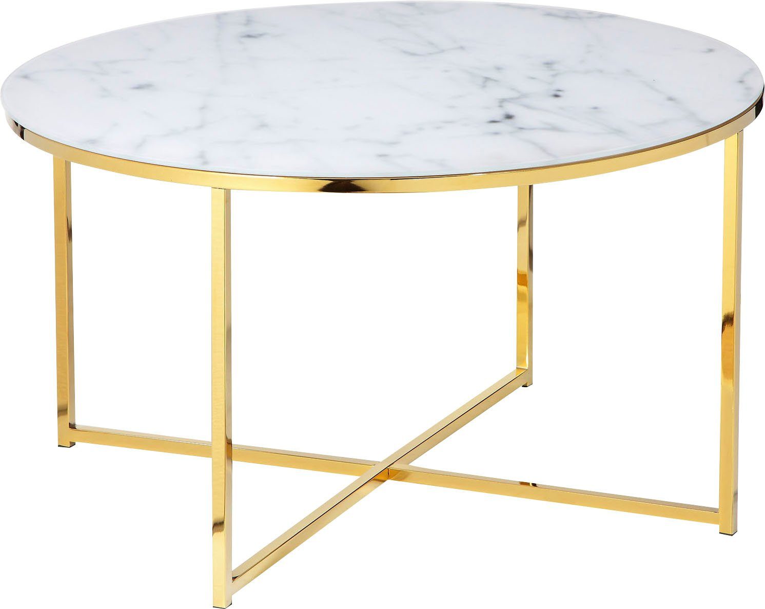 SalesFever Gold Weiß/Gold in Couchtisch, | | Tischplatte Weiß Marmoroptik