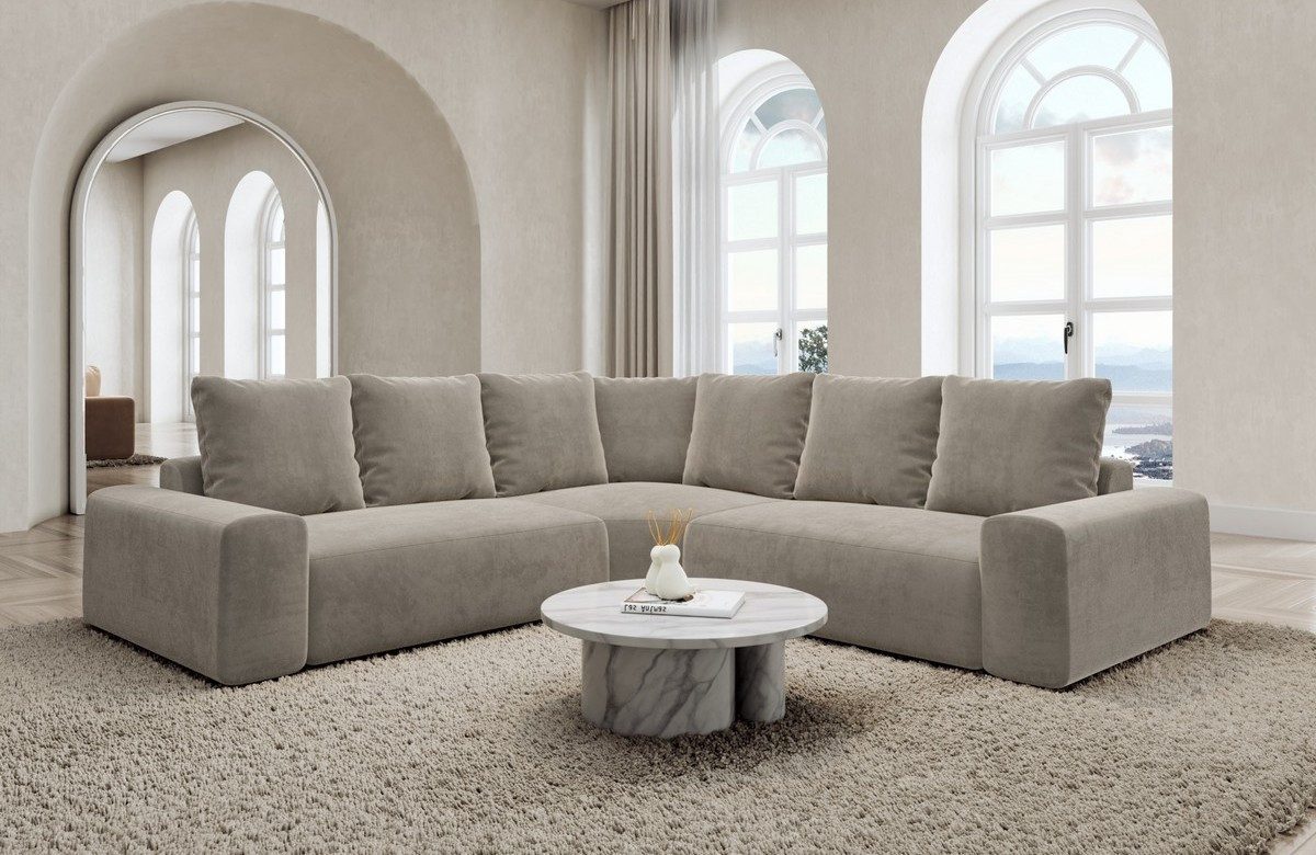 Sofa Dreams Ecksofa Ecksofa Gomera L Form Stoff, Strukturstoff, Samtstoff, Boucléstoff, Zierkissen, L-Form, Ecksofa