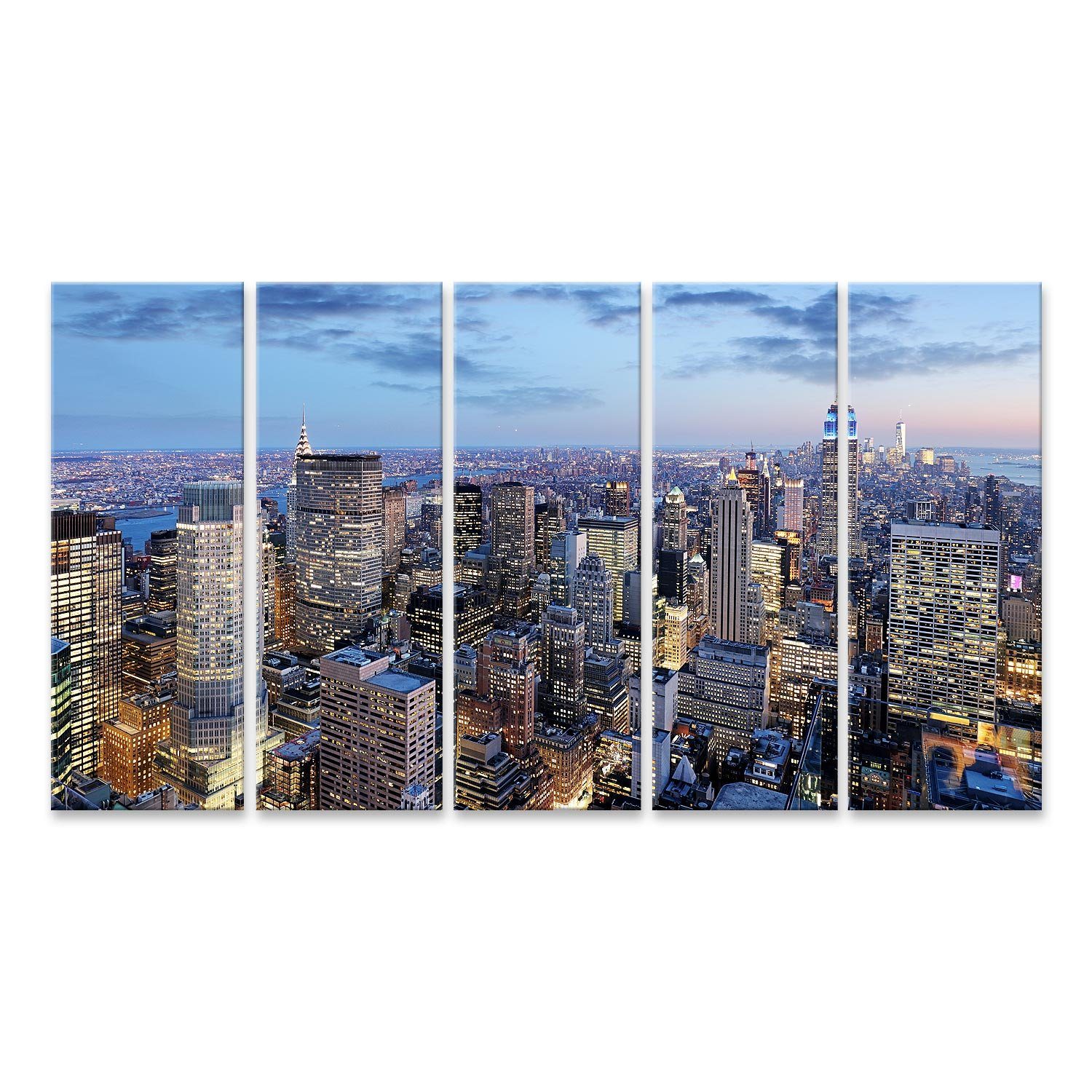 Leinwandbild Bild auf Leinwand New York City In Der Nacht Manhattan Usa Wandbild L