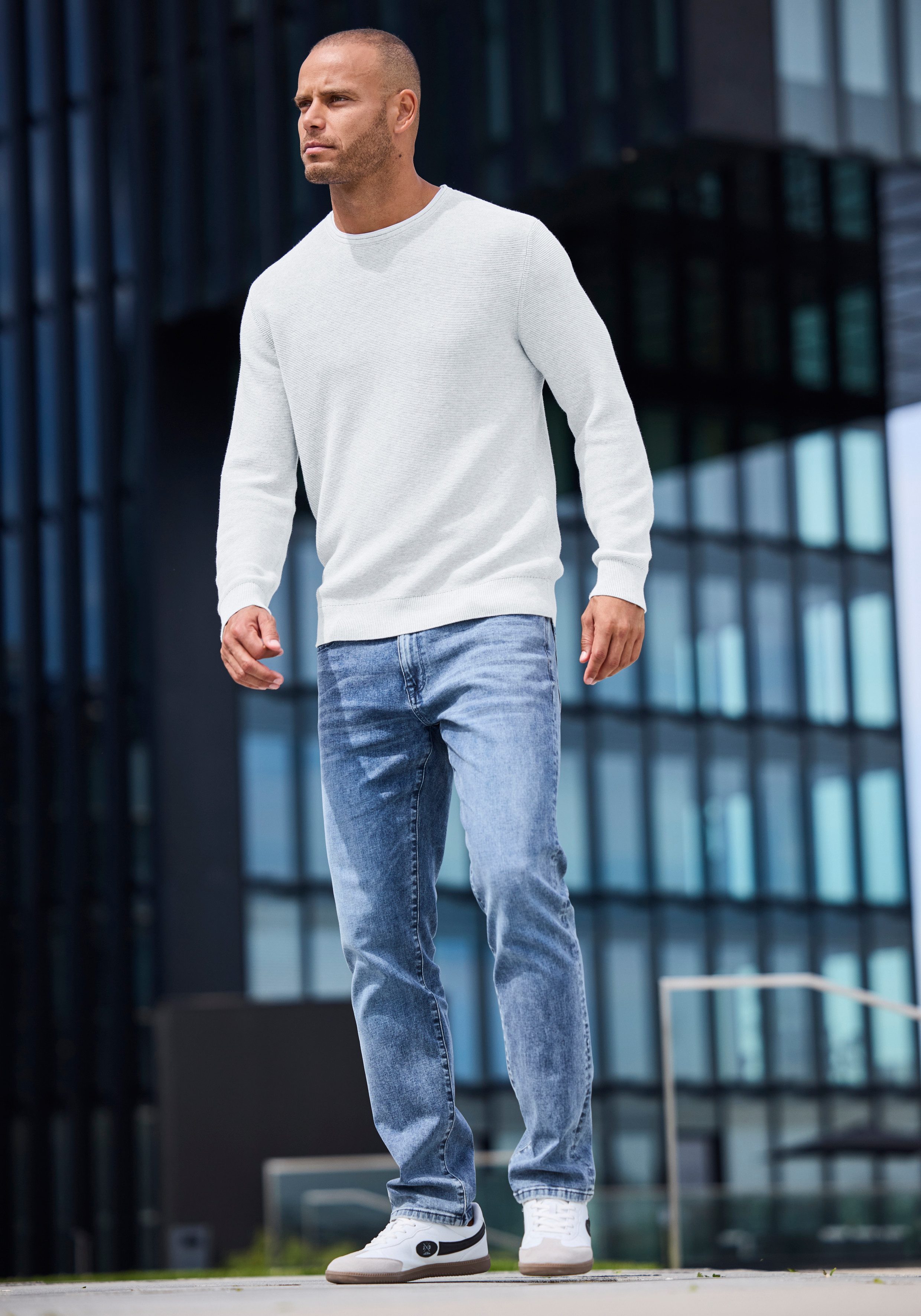 AUTHENTIC LE JOGGER mit Double-Layer Optik, Pullover aus reiner Baumwolle