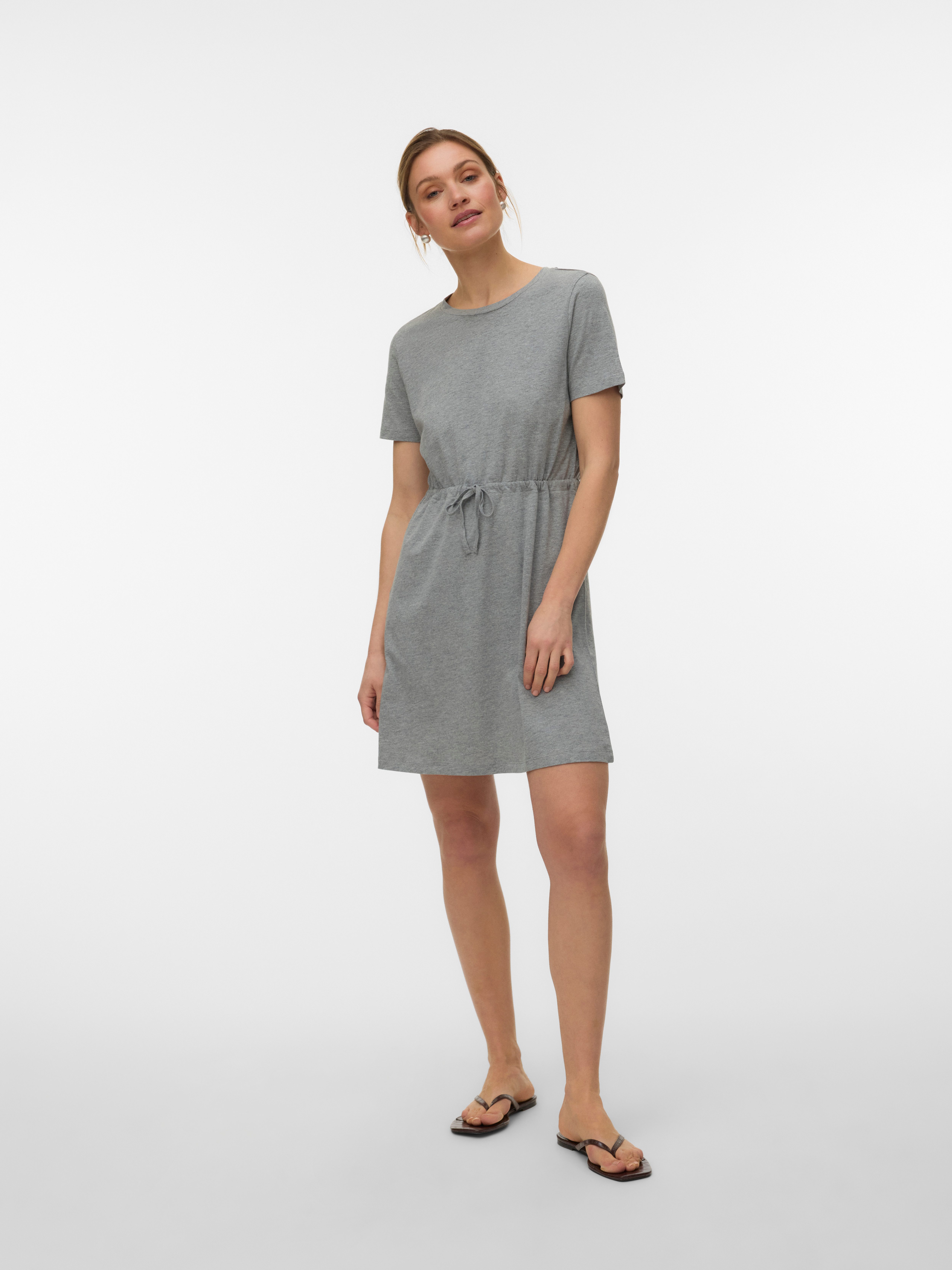 Vero Moda Shirtkleid VMLUNA SS SHORT STRING DRESS JRS NOOS Baumwollmischung, regular fit