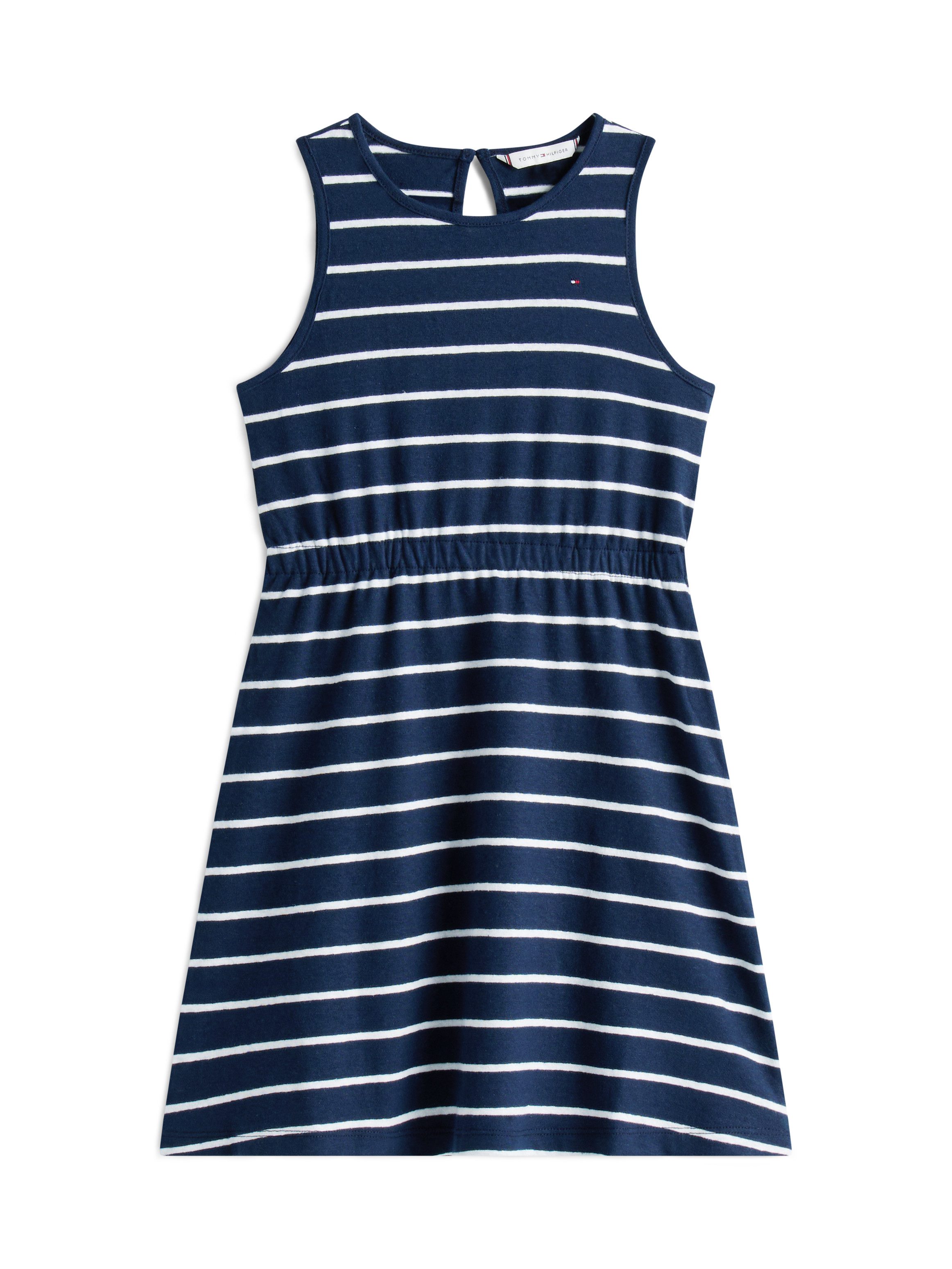 Tommy Hilfiger Jerseykleid LINEN JERSEY DRESS SLVLS mit Streifenmuster, mit Logostickerei