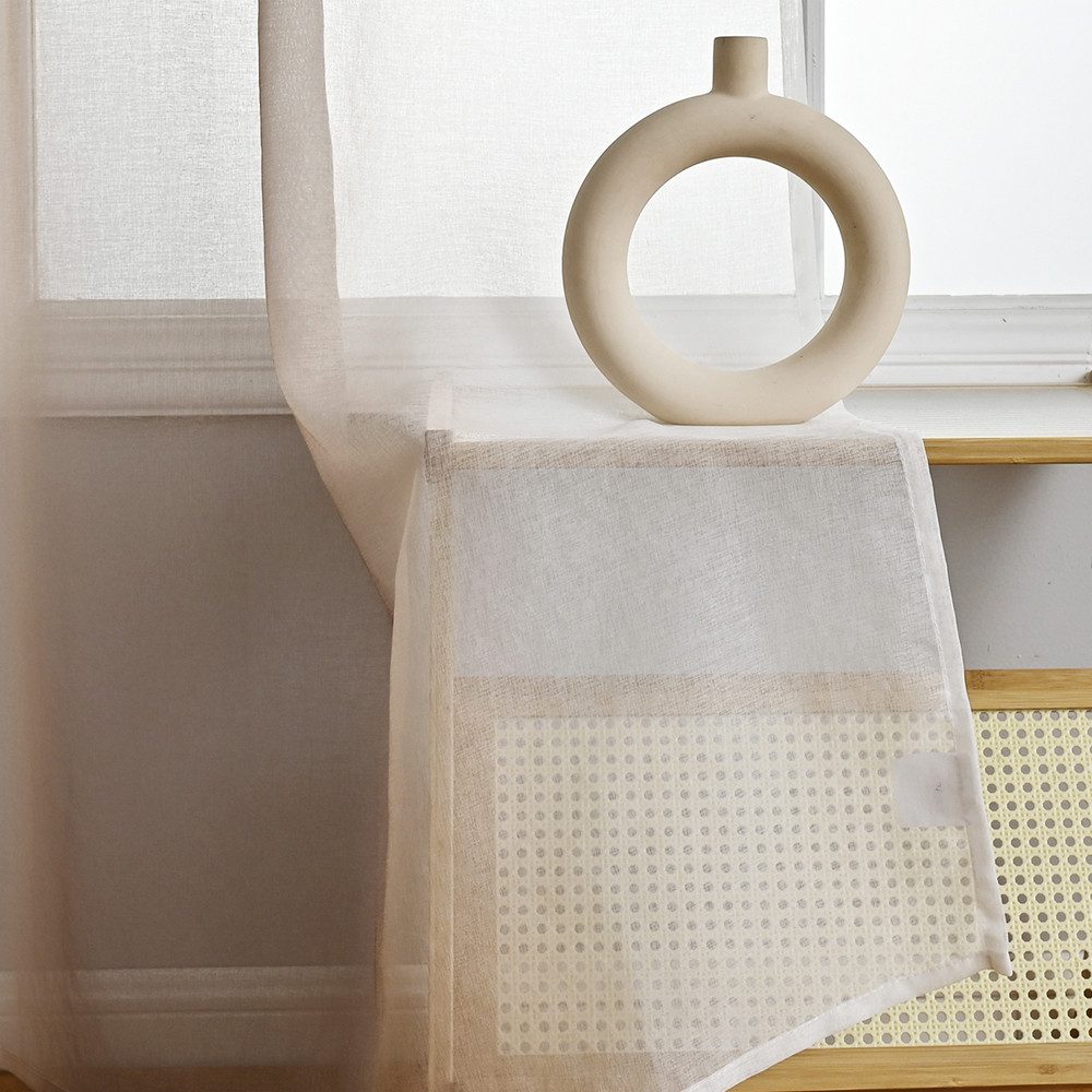 TUWENA Gardine 2er Farbverlauf Vorhänge Gardine, Mit Ösen Transparente Voile Gardine – Bild 5 von 5