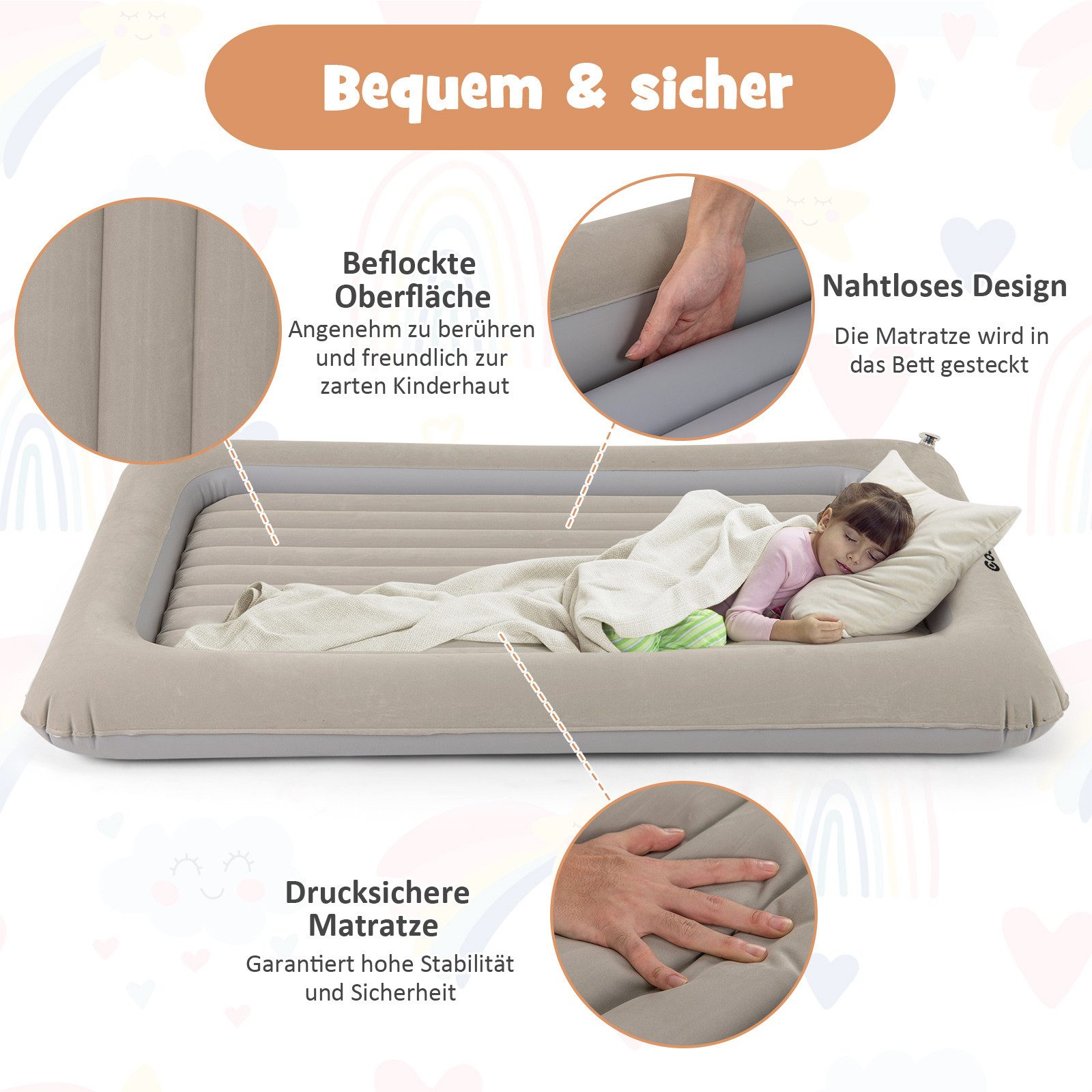 COSTWAY Luftmatratze Kinderluftbett, mit Elektrischer Pumpe günstig online kaufen