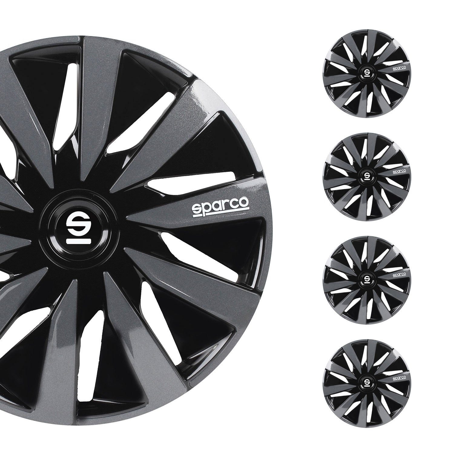 OMAC Radkappen Sparco 14 Zoll Roma Silber Grau 4tlg, (4-St) Einfache Installation, Haltbar
