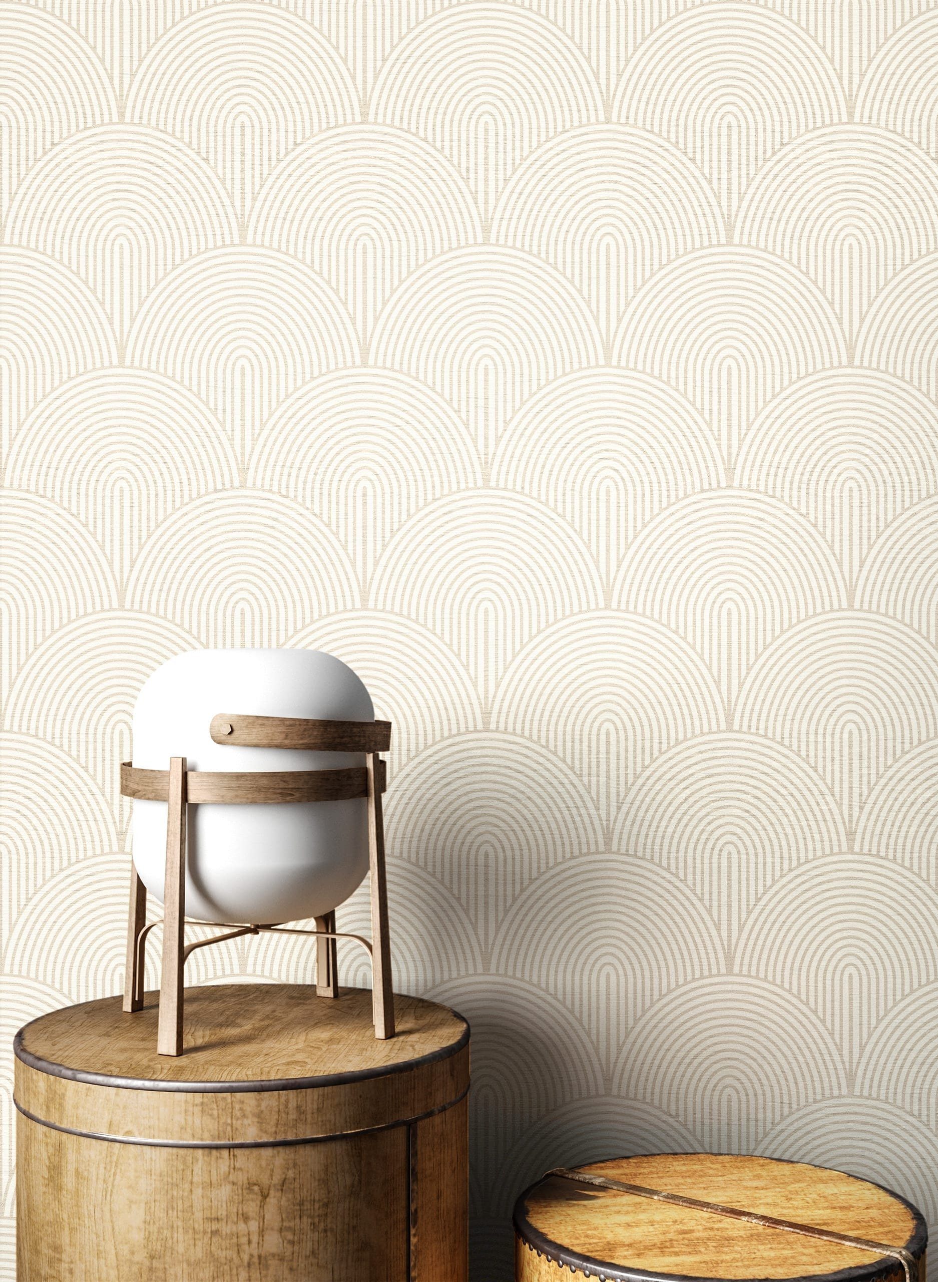 Newroom Vliestapete Bowy Beige Tapete Mustertapete Bogen,Linien, Beige Tapete Modern Bogen - Mustertapete Ästhetik Grau Weiß Boho Art déco Linien für Wohnzimmer – Bild 4 von 5