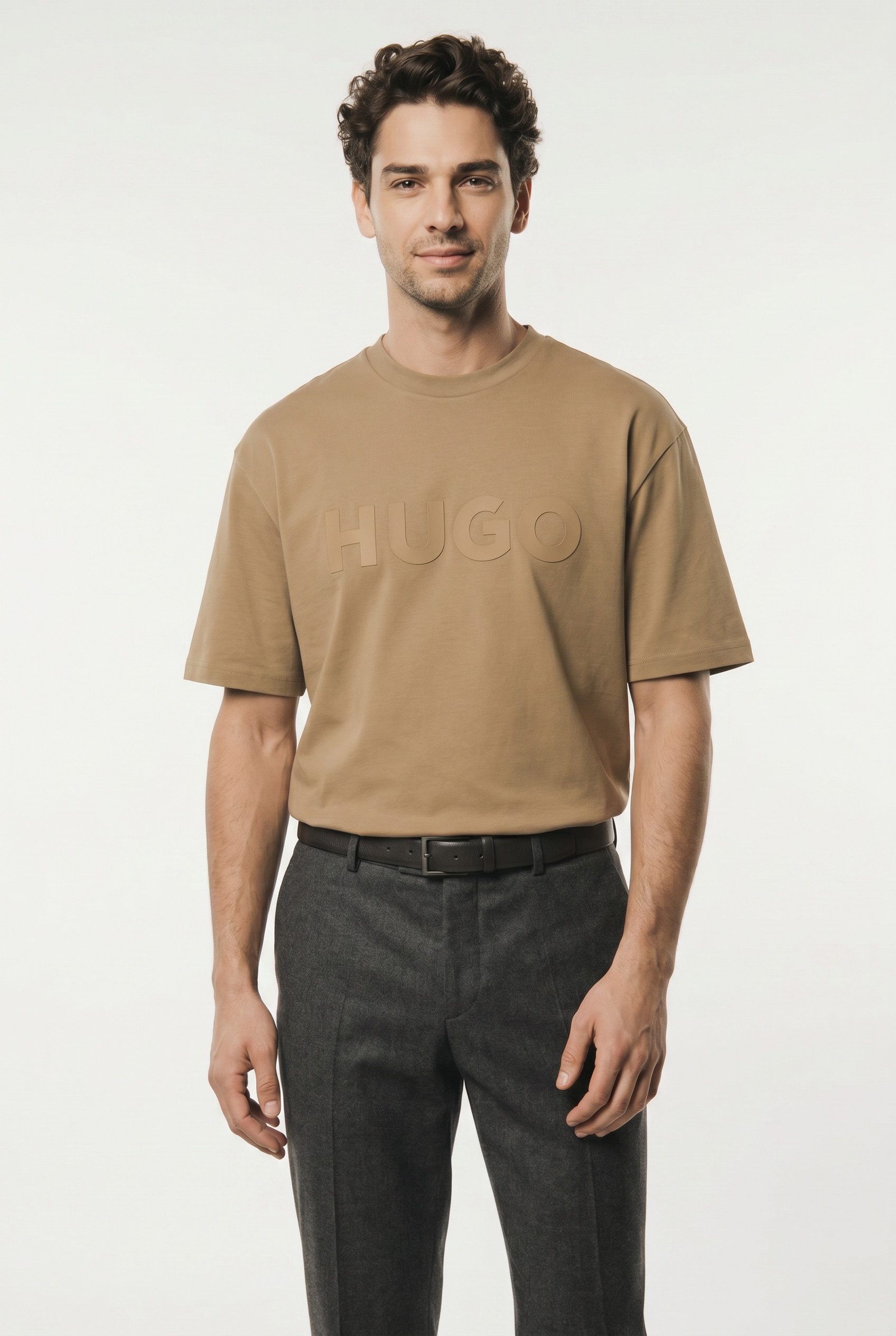 HUGO T-Shirt Dinkee Oversized-Fit, reine Baumwolle, Logo-Druck