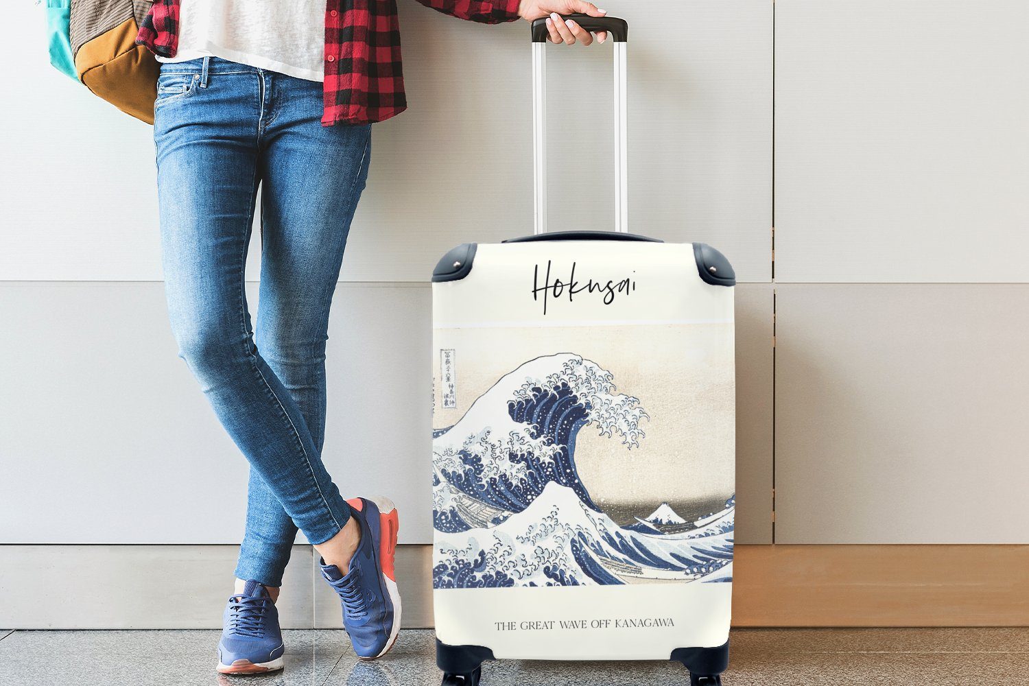 Hokusai Reisekoffer Ferien, Meister Alter für Reisetasche Rollen, Japanische Trolley, - Kunst, rollen, - Handgepäck 4 Handgepäckkoffer mit MuchoWow