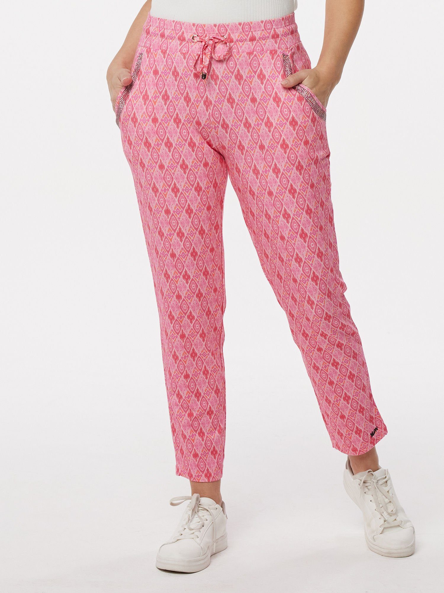 MONACO blue WEEKEND Jogger Pants Stoffhose figurumspielend mit Strasssteinverzierung